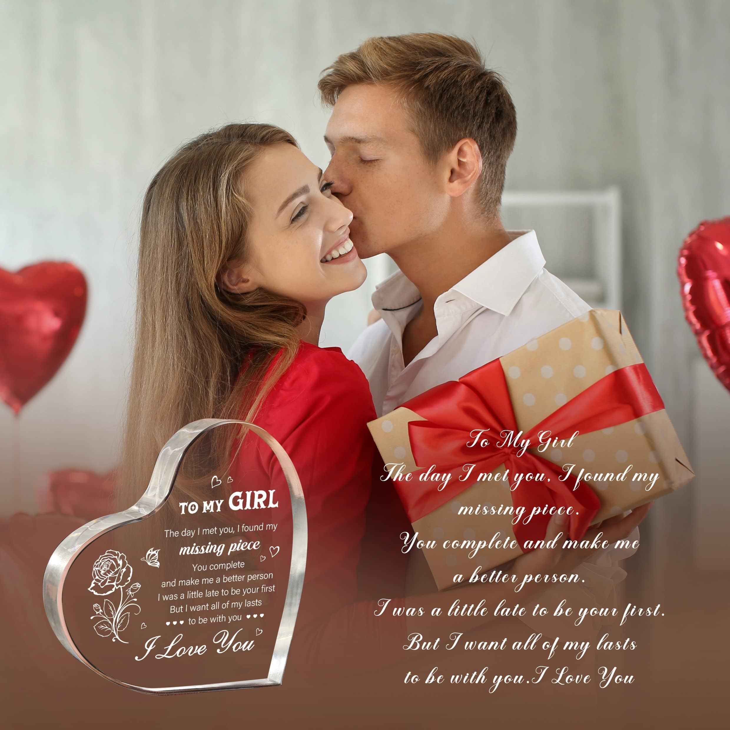Personalized Heart-Shaped Acrylic Keepsake Decor - Romantic Anniversary & Valentine's Day Gifts for Girlfriend, Birthday Present for Her - Perfect for Bedroom Decor, Couples' Keepsake & Special Occasions