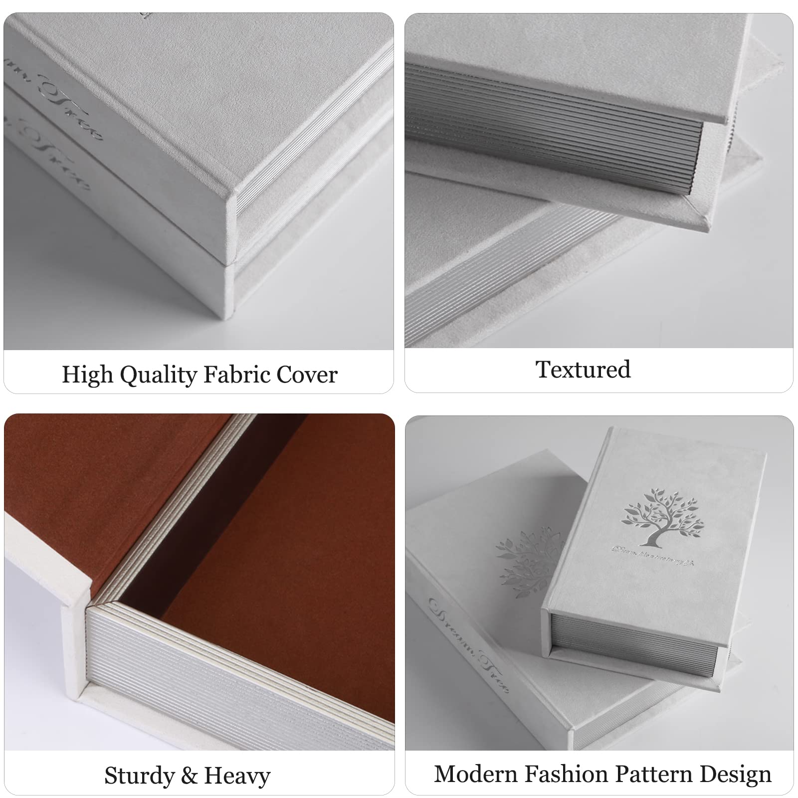 Faux Book Storage Box Set of 2 - Decorative Stacked Books for Coffee Table, Bookshelf & Home Decor - Fashionable Hidden Storage Solution for Living Room, Bedroom & Office Organization