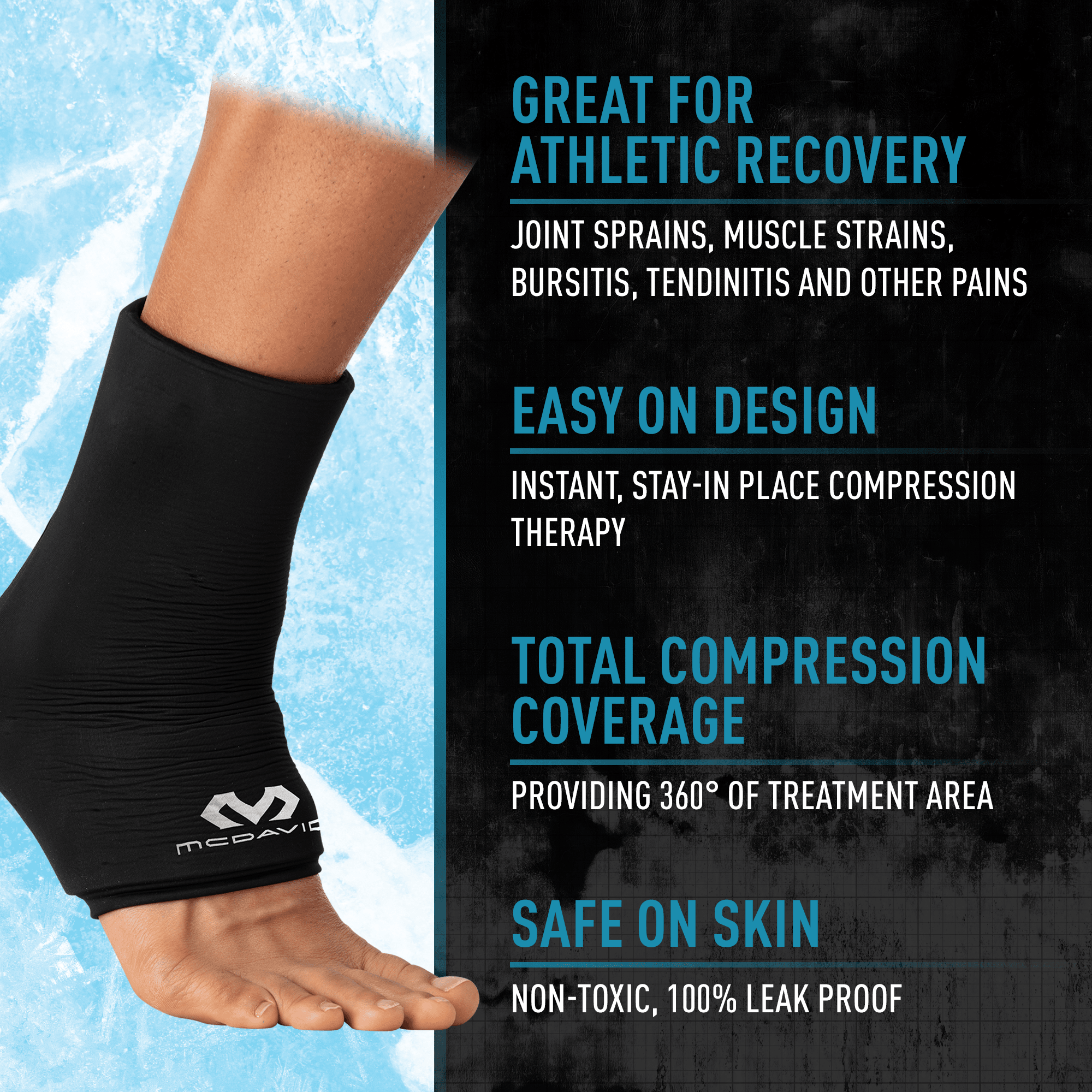 Flex Ice Therapy Ankle Compression Sleeve - Adjustable Cold Pack Support for Sprains, Swelling & Pain Relief - Ideal for Athletes, Runners & Post-Surgery Recovery