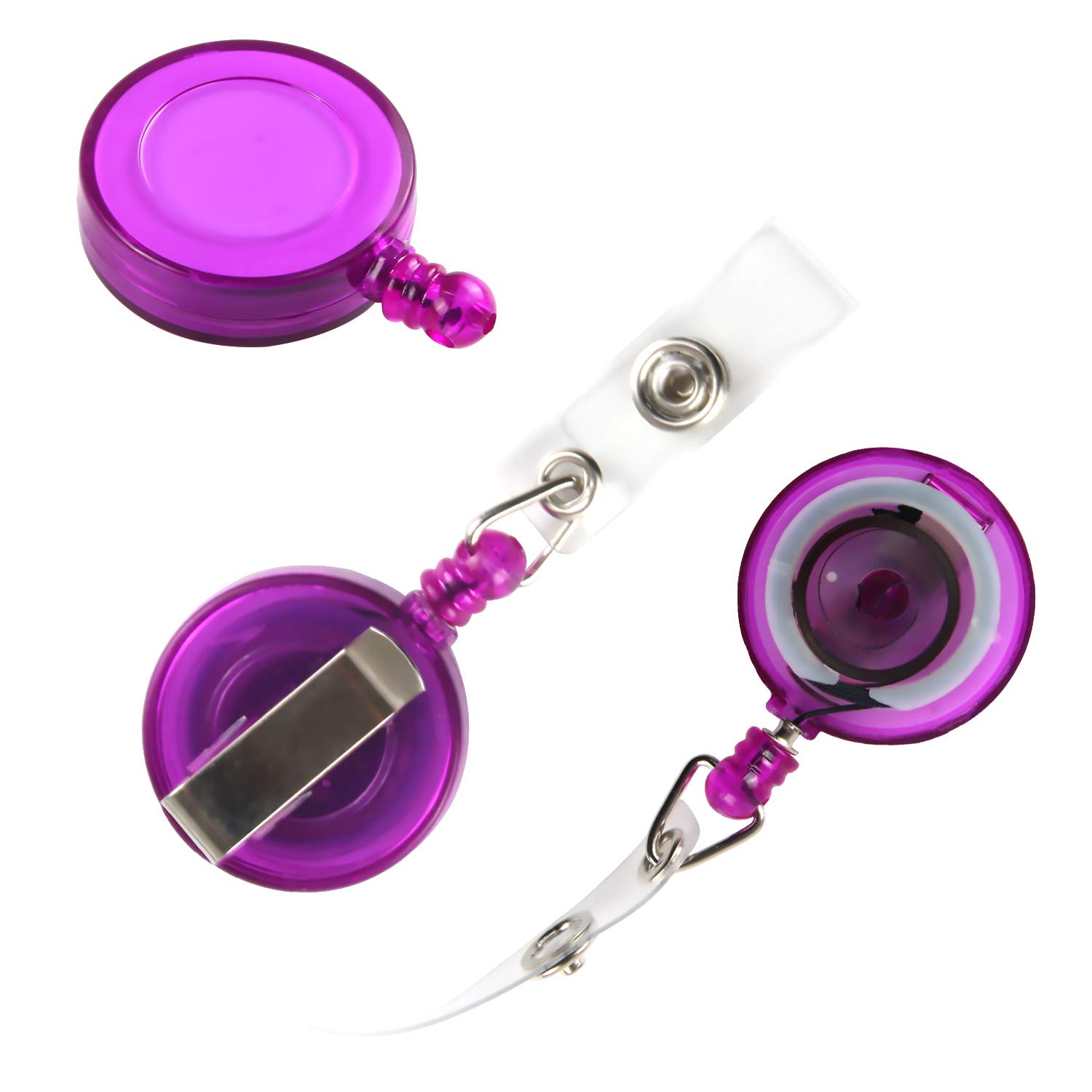 JANYUN 50 Pack Retractable Badge Reel Clips - Multi Color ID Card Holder with Keychain for Work, School & Events - Perfect for Teachers, Nurses, Security & Office Professionals
