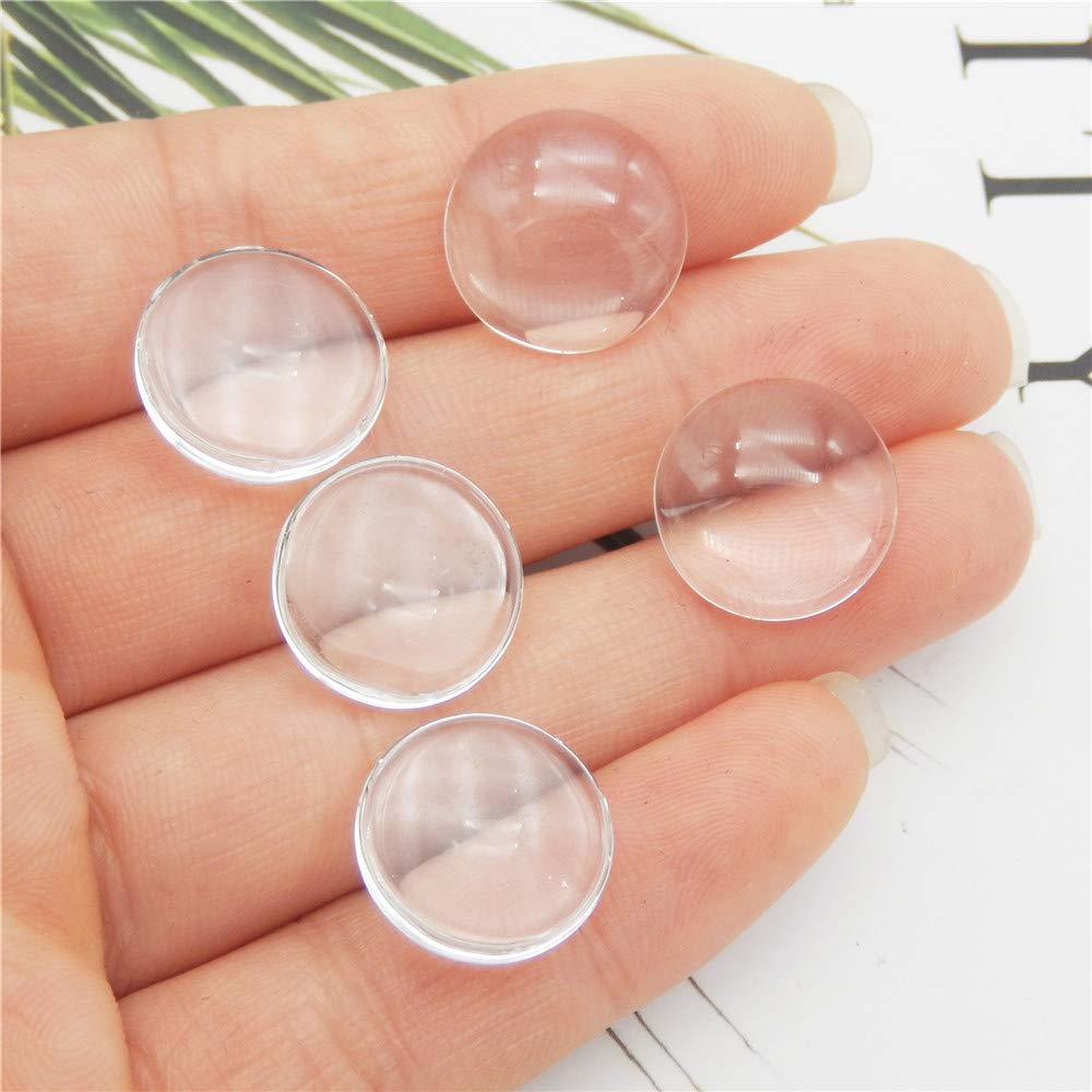 15mm Flat Back Round Clear Glass Cabochons - 100 Pack Dome Tiles for DIY Jewelry Making, Earrings, Pendants, Arts & Crafts Projects - Perfect for Scrapbooking, Home Decor, and Gift Making