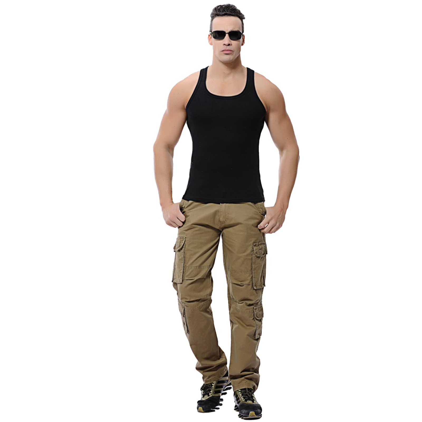 Men's Tactical Cargo Pants - Outdoor Hiking Fishing Jogging Loose Fit Straight Leg Pants with Multiple Large Pockets for Work, Travel & Everyday Wear