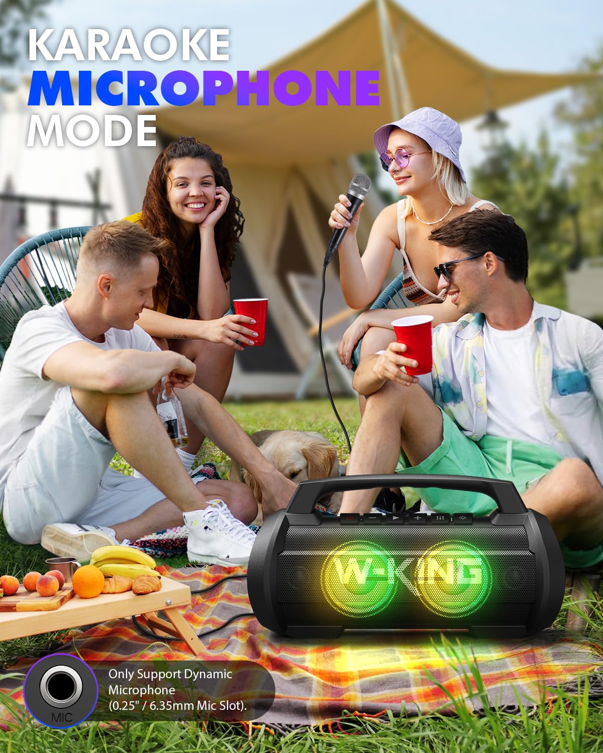 W-KING 120W Portable Bluetooth Speaker with Deep Bass, 70W Loud Wireless Outdoor Boombox - Waterproof IPX6, 42H Playtime, RGB Lights, Power Bank for Party, Beach, Camping & Home Use