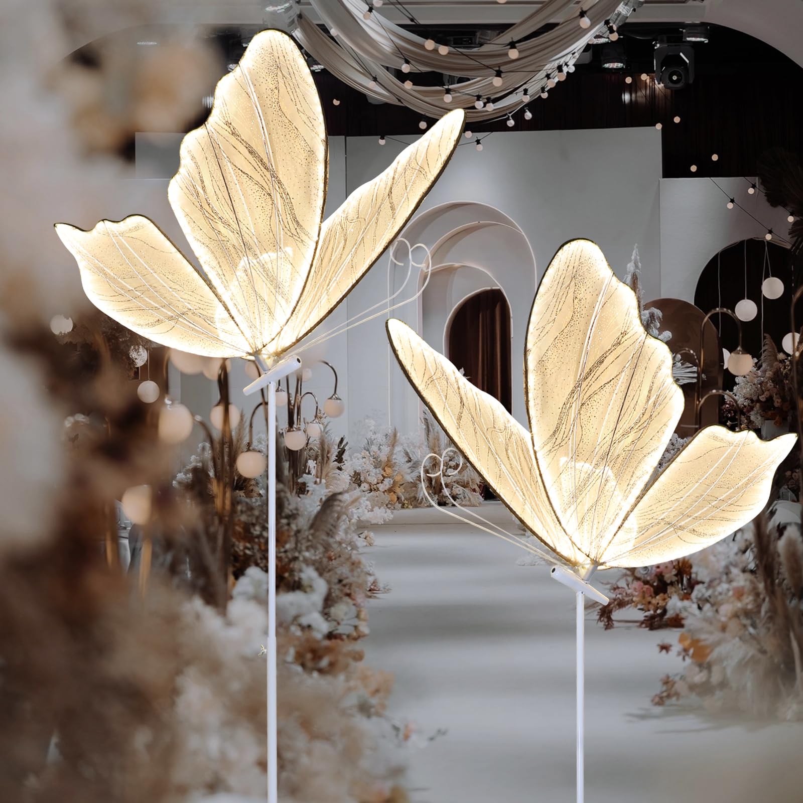 Romantic Butterfly LED Floor Lamp & Ceiling Light - 60cm/23.6in Warm White Wedding Decor (2PCS) - Perfect for Wedding, Christmas, Party & Home Decoration