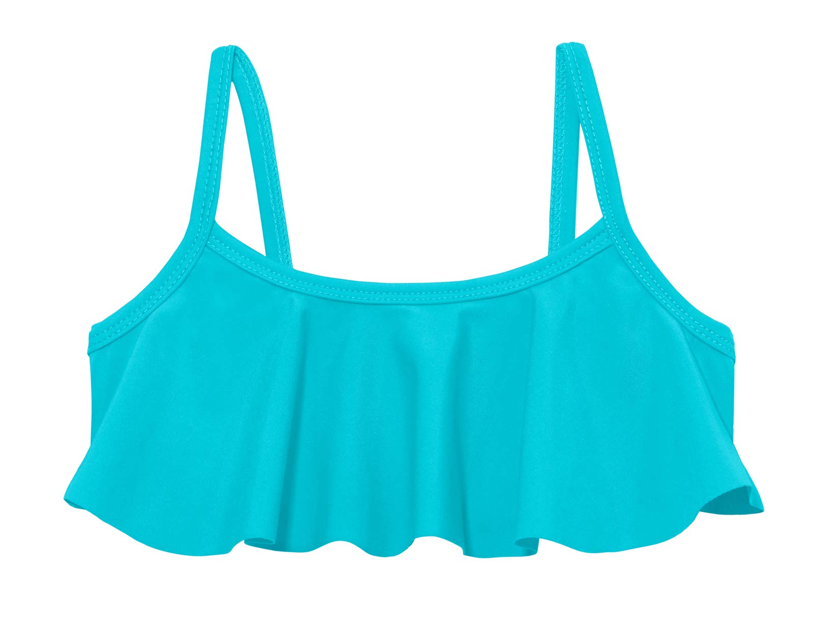 City Threads Girls Flounce Bikini Top Active Wear UPF50+ Rash Guard for Beach, Pool, and Water Sports