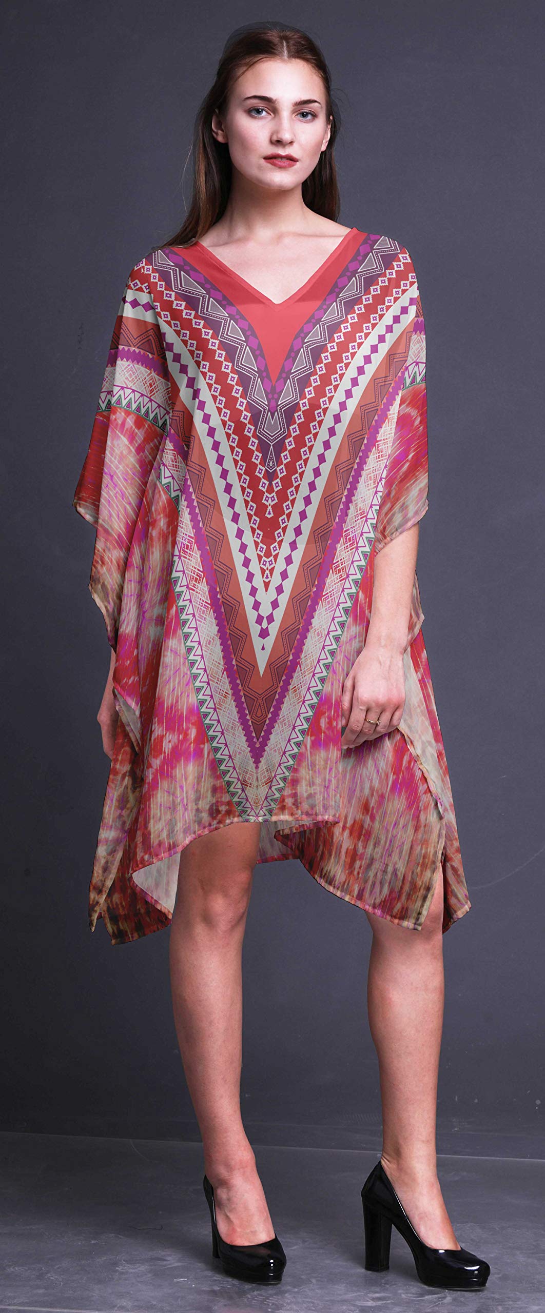 Women's Beach Kaftan Cover Up - Flowy Midi Dress & Bikini Short Caftan for Summer Vacation, Pool Party, and Resort Wear