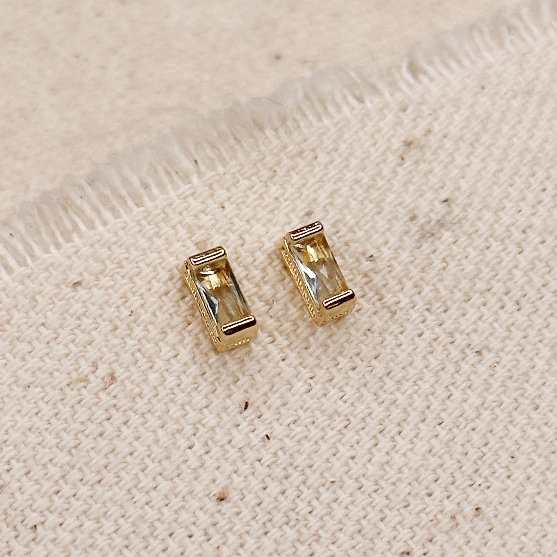 18k Gold Filled Baguette Birthstone Stud Earrings - Dainty Minimalist Jewelry for Women - Perfect Gift for Birthday, Anniversary & Everyday Wear