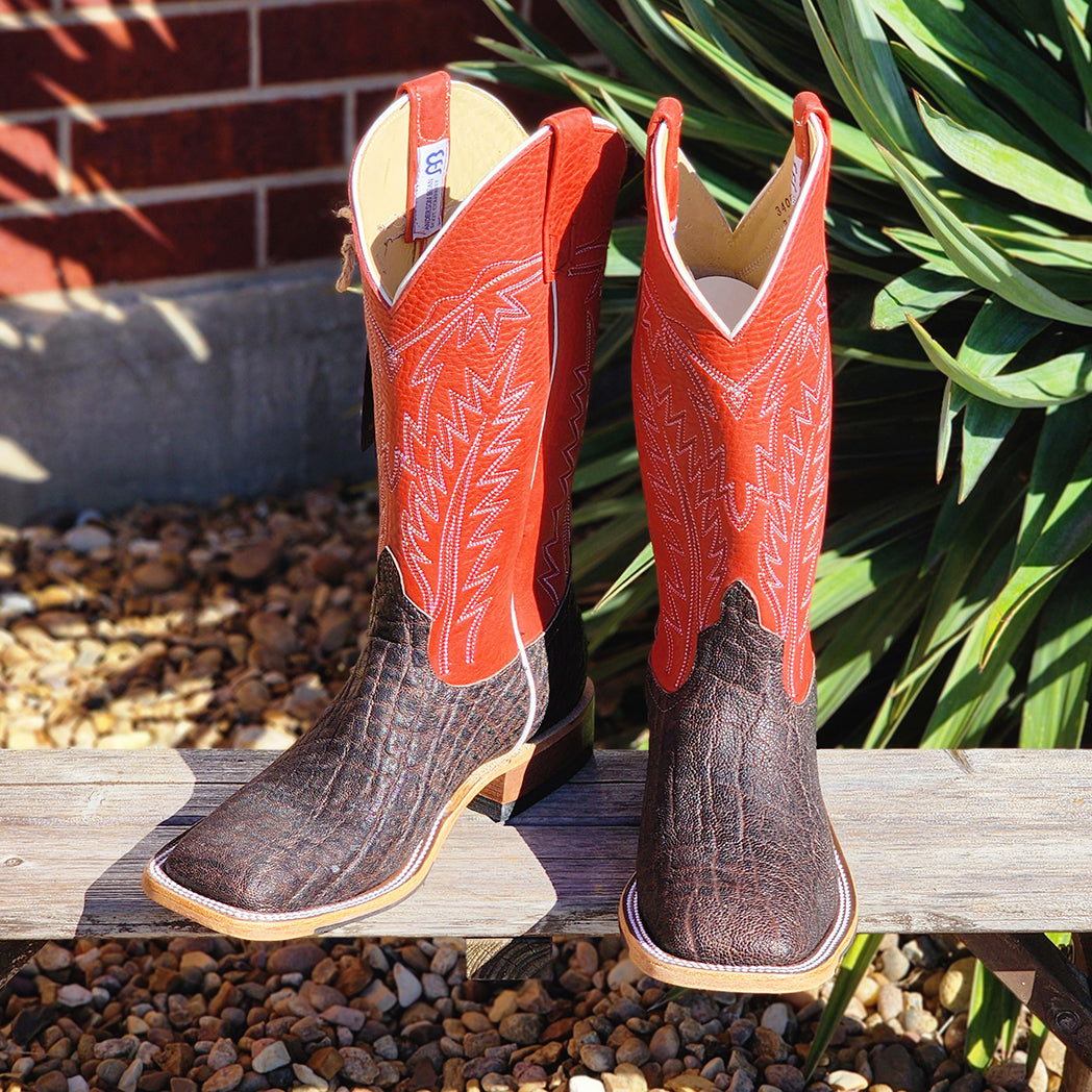 Anderson Bean Men's Chocolate Brown Elephant Leather Cowboy Boots - Western Style for Rodeo, Country Music & Outdoor Adventures