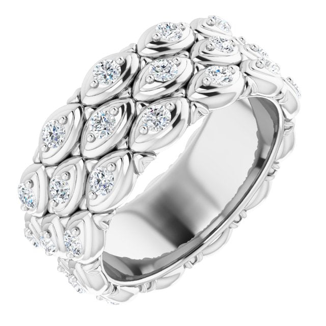 1.08 Carat Round Diamond Eternity Band - Triple Row Diamond Wedding Ring for Women | Perfect for Anniversary, Engagement & Special Occasion Gifts