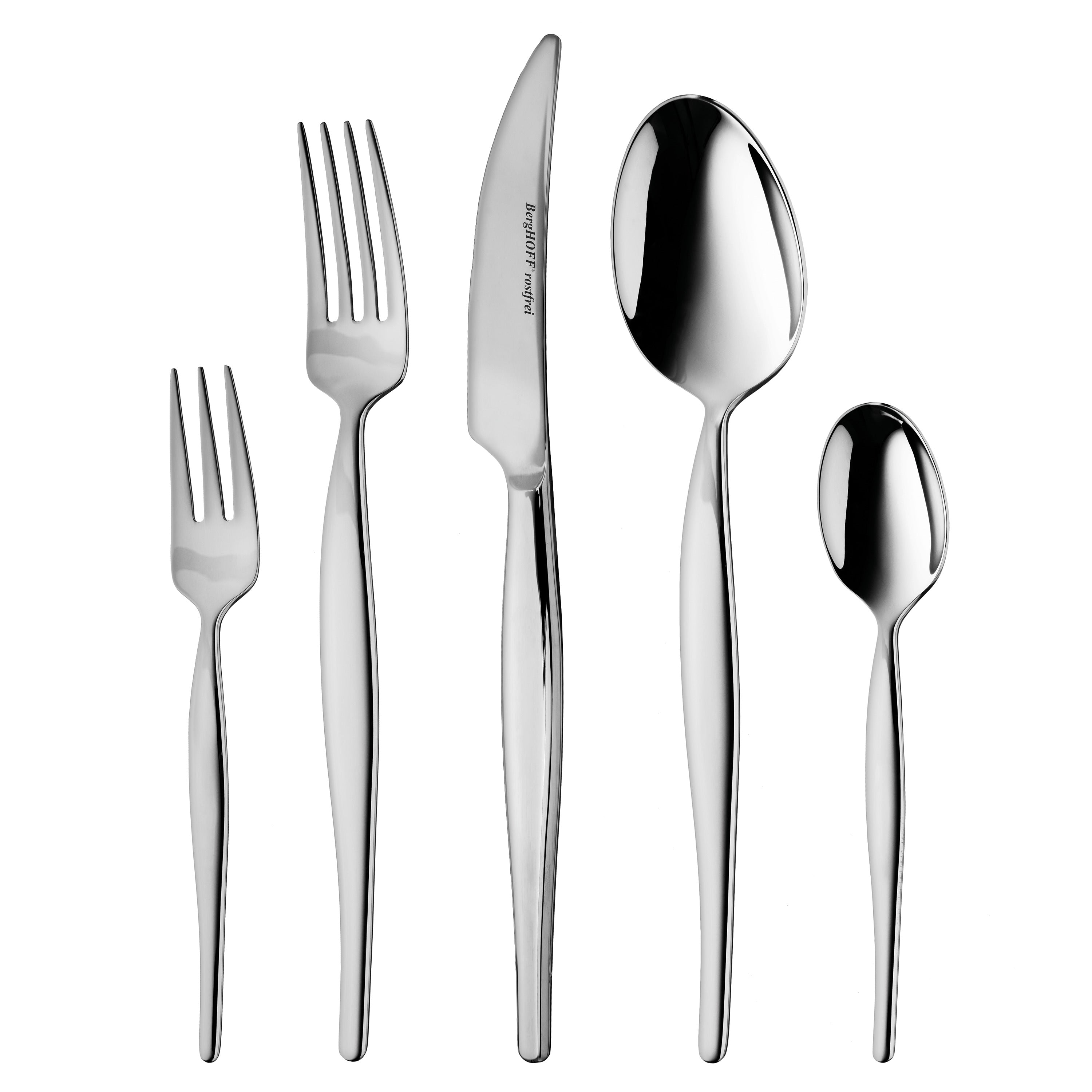 BergHOFF Ralph Kramer Finesse 60-Piece 18/10 Stainless Steel Flatware Set - Service for 12 - Elegant Dinnerware for Fine Dining, Weddings & Special Occasions