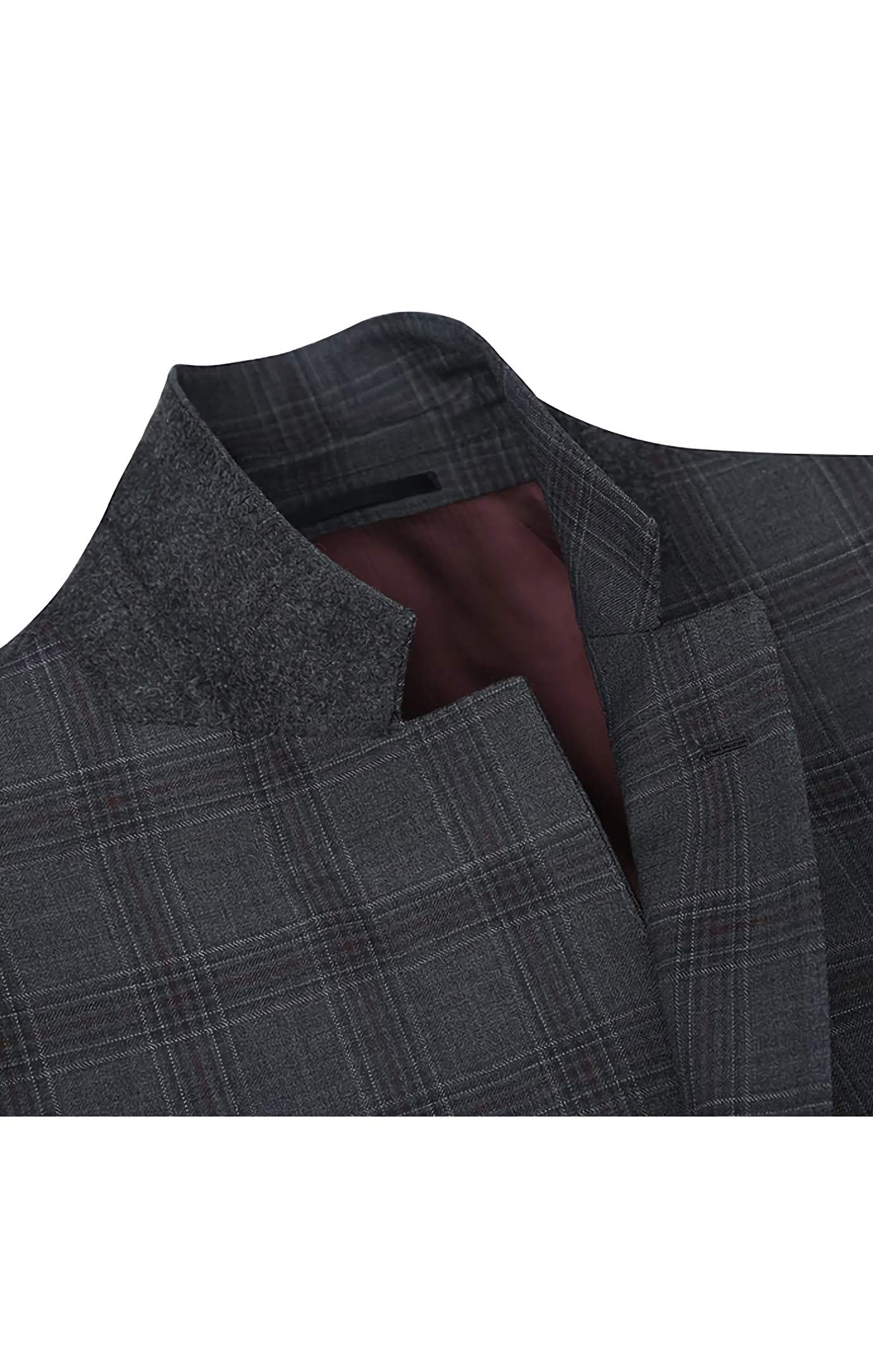 100% Wool Men's Dress Suit 2-Piece Set - Regular Fit 2-Button Business Attire in Dark Gray | Perfect for Office Wear, Weddings & Formal Events