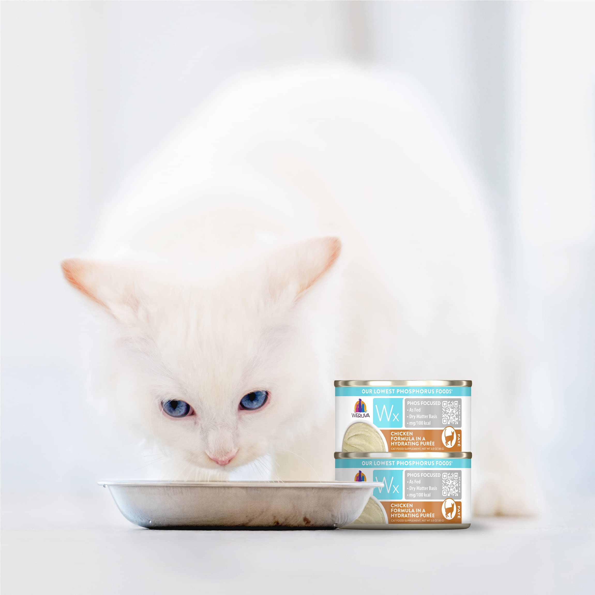 Weruva Wx Phos Focused Chicken Formula in Hydrating Puree - 3oz Can (Pack of 12) for Cats with Kidney Health Needs | High Protein Wet Cat Food for Senior & Adult Cats | Perfect for Mealtime Hydration & Picky Eaters