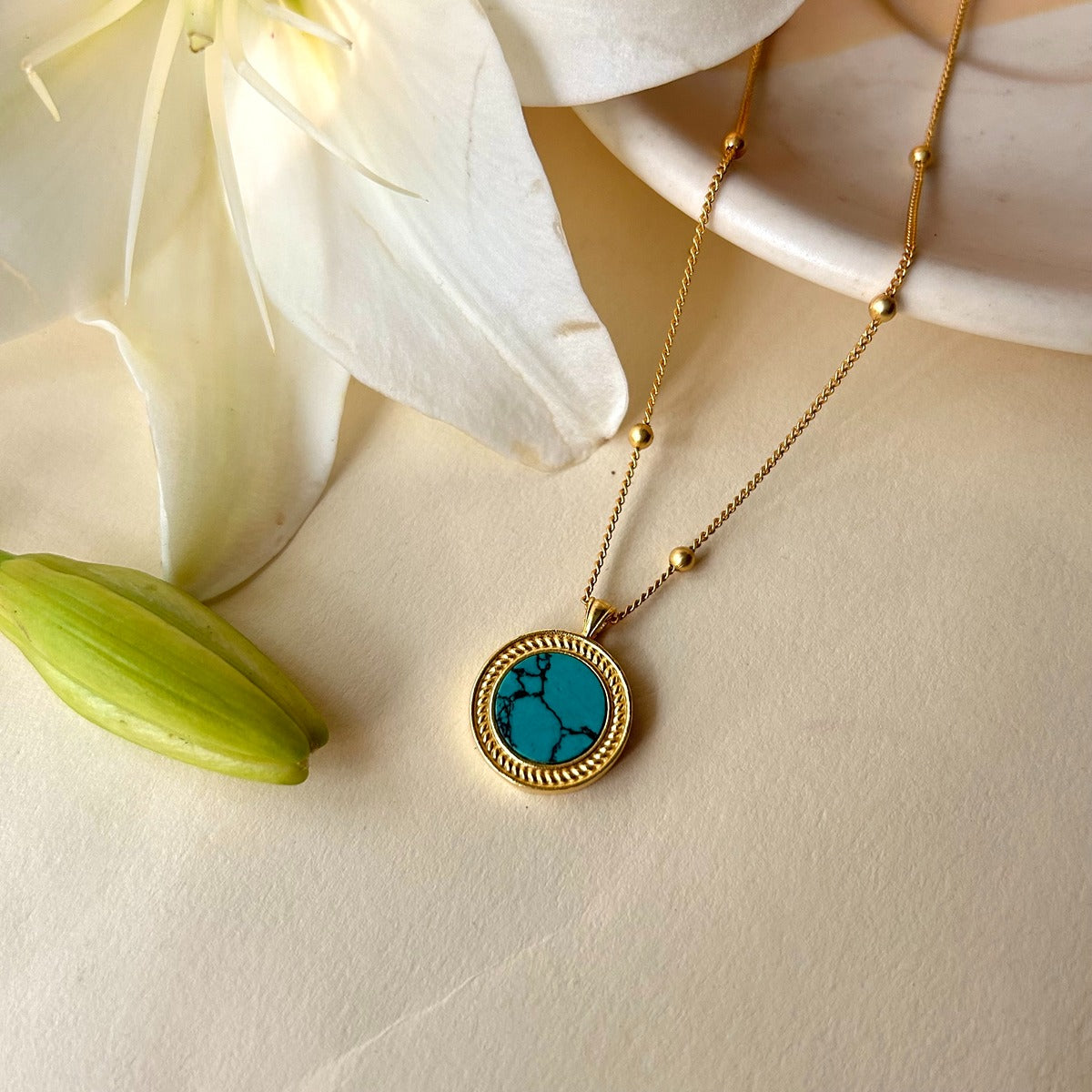 Harmony Pendant Necklace & Stud Earrings Set - Turquoise Gemstone Jewelry for Women | Perfect for Weddings, Parties & Everyday Wear