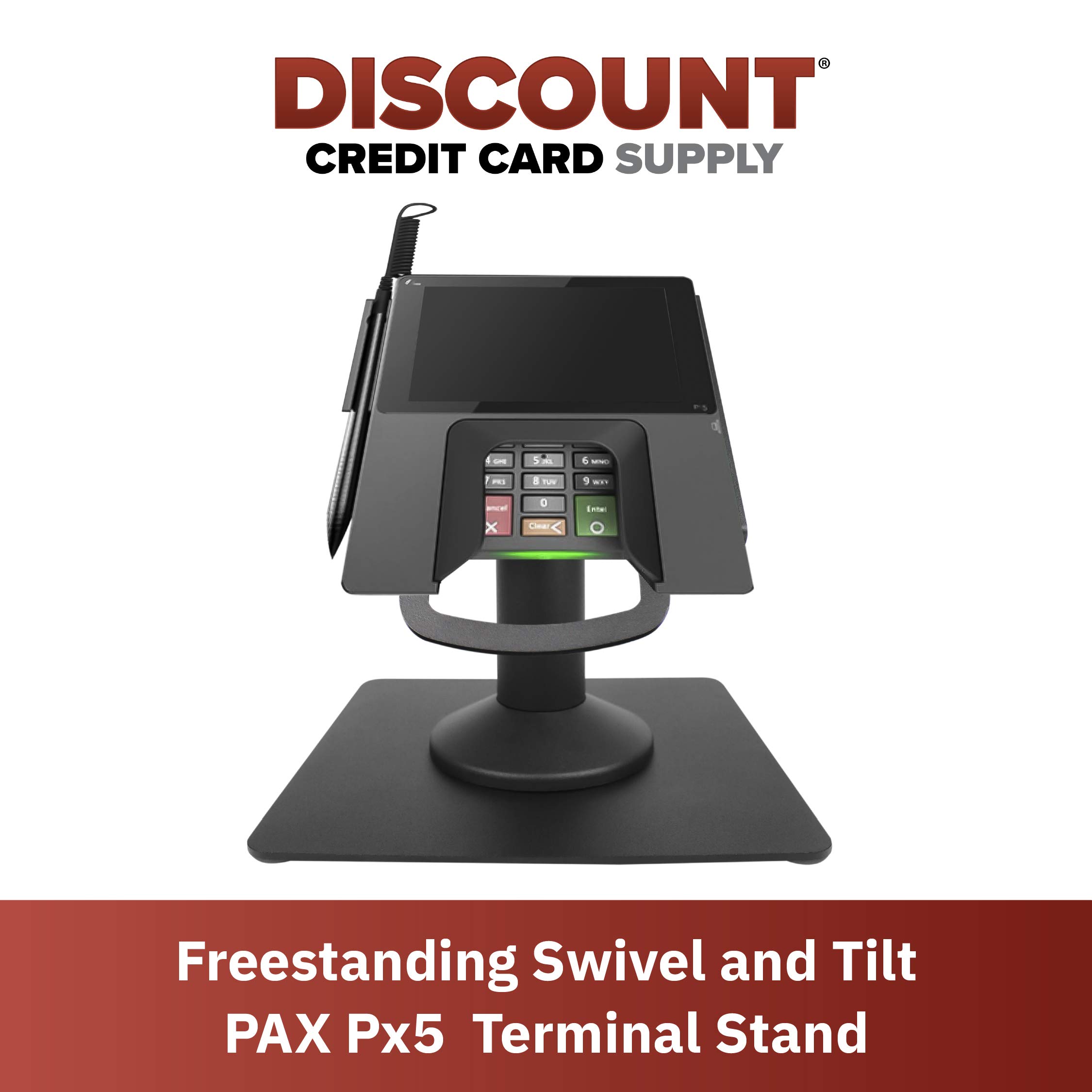 DCCStands Freestanding Swivel & Tilt Pax PX5 Terminal Stand - Adjustable Monitor Mount for Office, Home, and Retail POS Systems