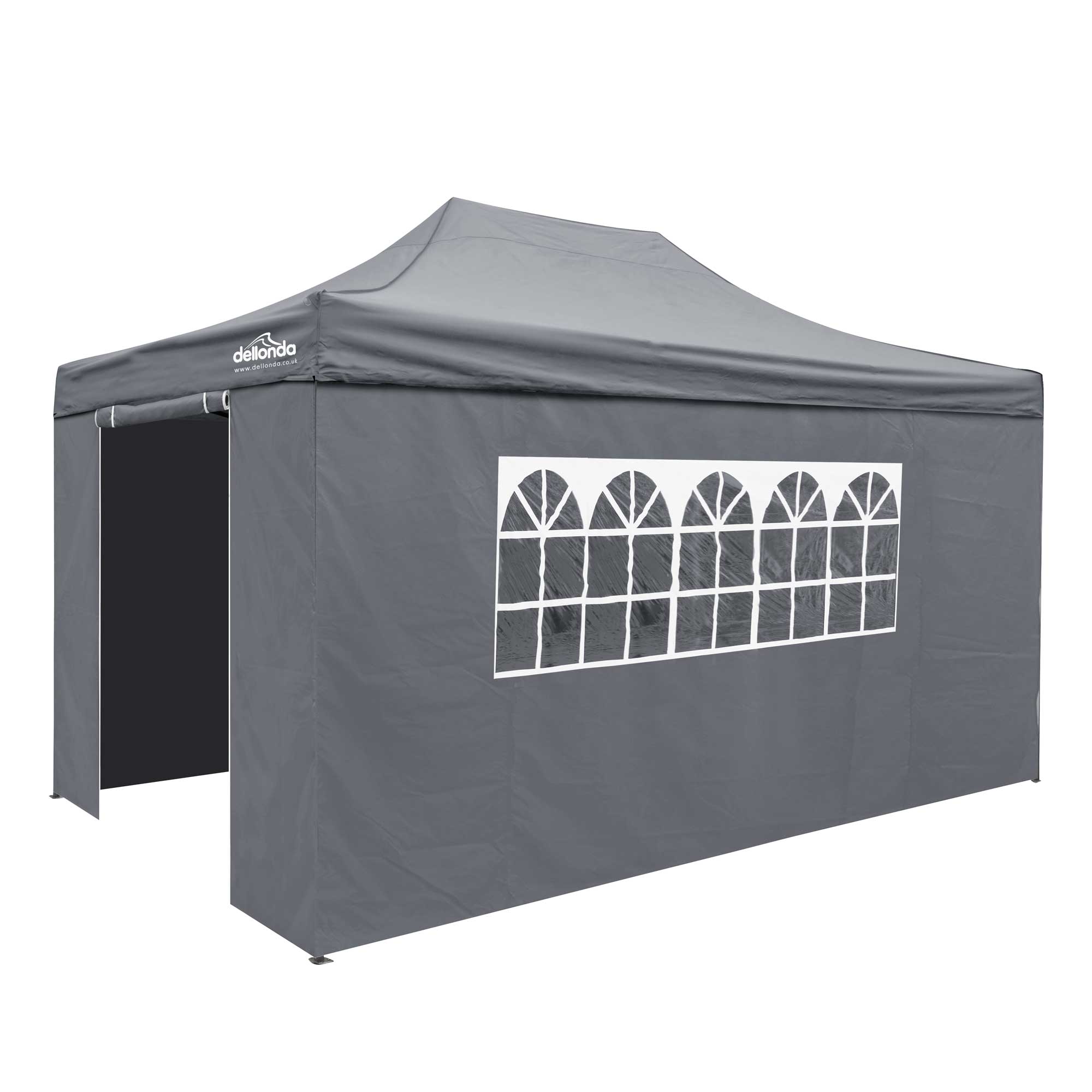 Premium 3x4.5m Waterproof Pop Up Gazebo with Side Walls, Carry Bag, Stakes & Weight Bags - Portable Outdoor Canopy for Camping, Beach, Backyard Parties & Events (Grey, DG171)