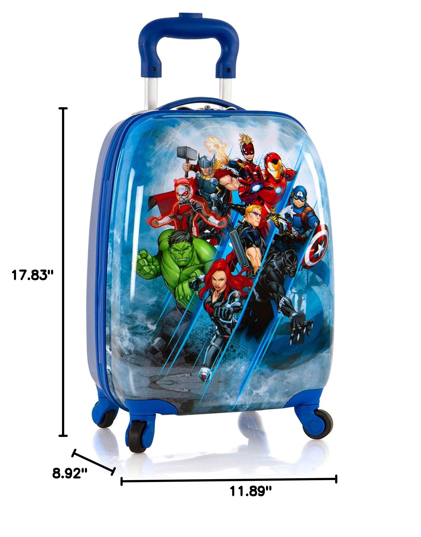 Marvel Kids 18 Inch Carry-On Spinner Luggage - Lightweight Durable Suitcase for Travel, School Trips & Airplane Adventures (Superhero Design) - Perfect for Family Vacations, Sleepovers & Weekend Getaways
