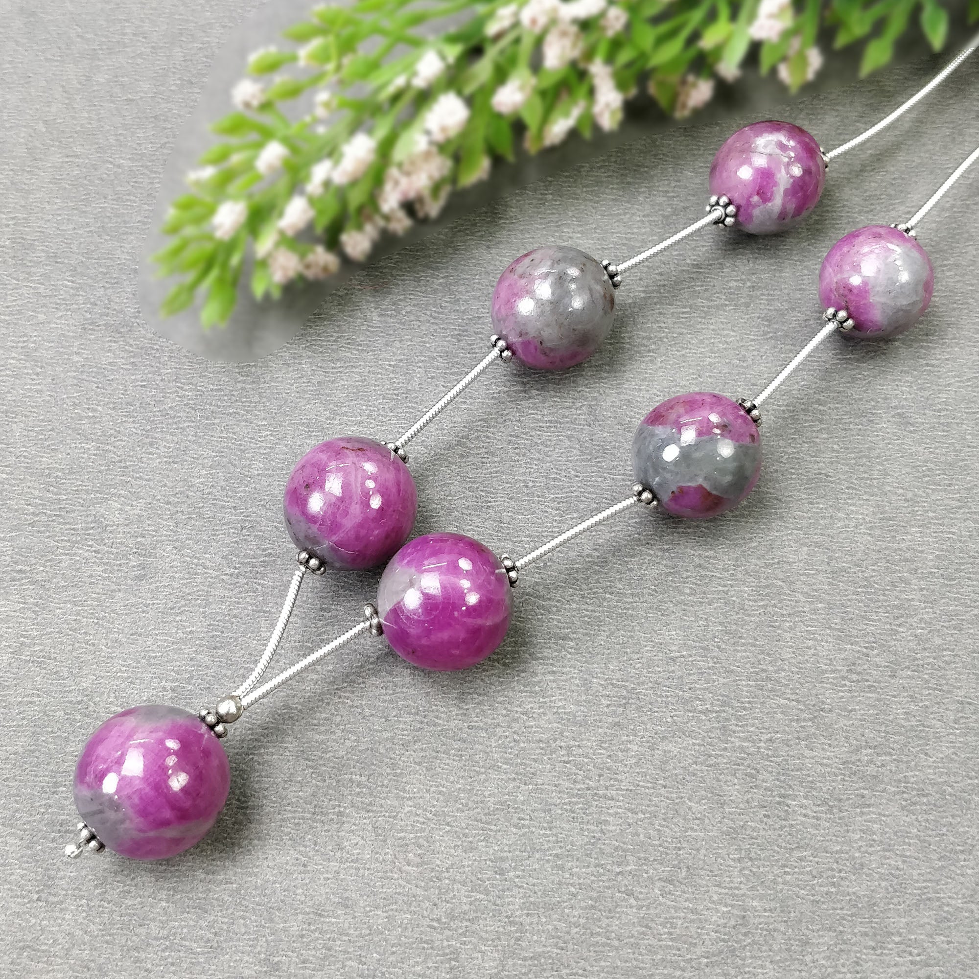 Natural Untreated Unheated Bi-Color Zoisite Ruby Loose Beads - 174.30cts, 12.5mm & 15mm - Premium Gemstone for Jewelry Making, DIY Crafts, and Healing Crystals