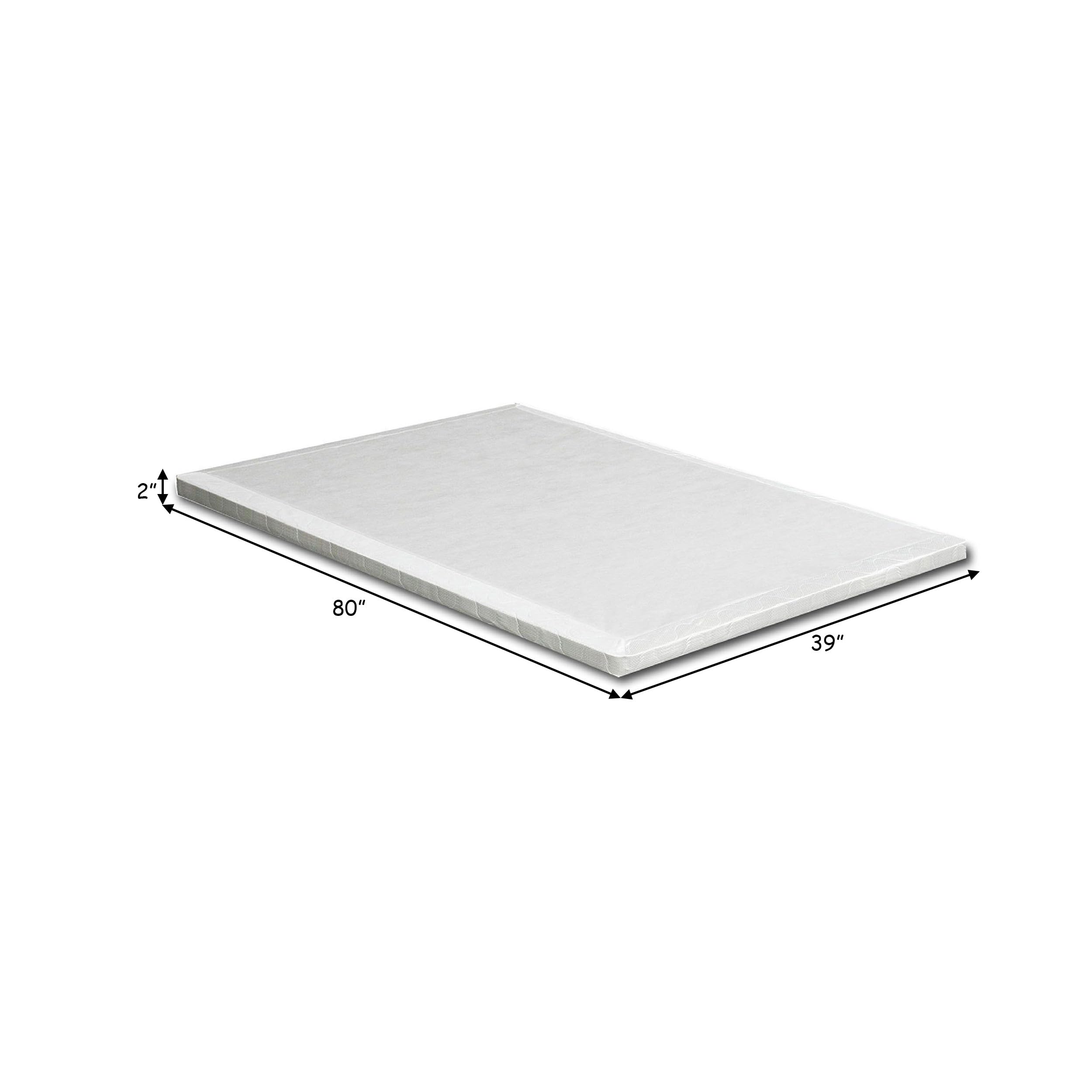 Benjara Amo 2 Inch XL Twin Size Bunkie Board - Foam Mattress Foundation with Wood Slats - White - Perfect for Bunk Beds, Trundle Beds & Platform Beds