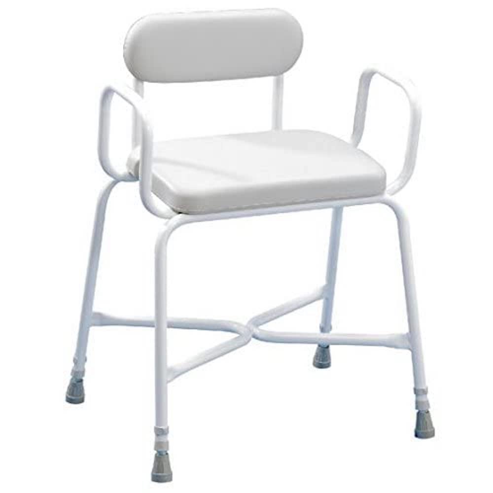 **Homecraft Sherwood Plus Perching Stool – Bariatric Shower Seat with Back & Armrests – Angled Bath Chair for Elderly, Disabled & Handicapped Users – UK VAT Relief Eligible – Ideal for Safe Bathing & Showering**