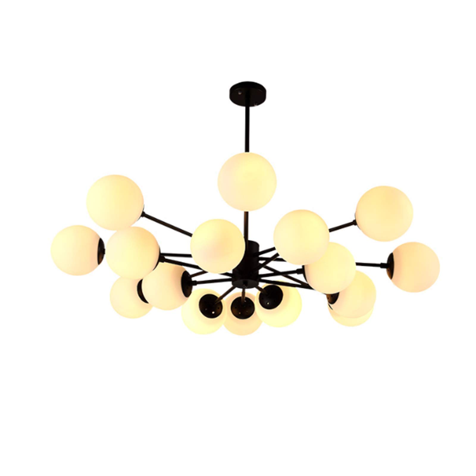 Double East Black Ceiling Fan with Light - 36/42 Inch Modern Chandelier Fan with 4 Reversible Invisible Blades, Remote Control & Multiple Milky White Lampshades - Ultra Quiet for Bedroom, Living Room & Office