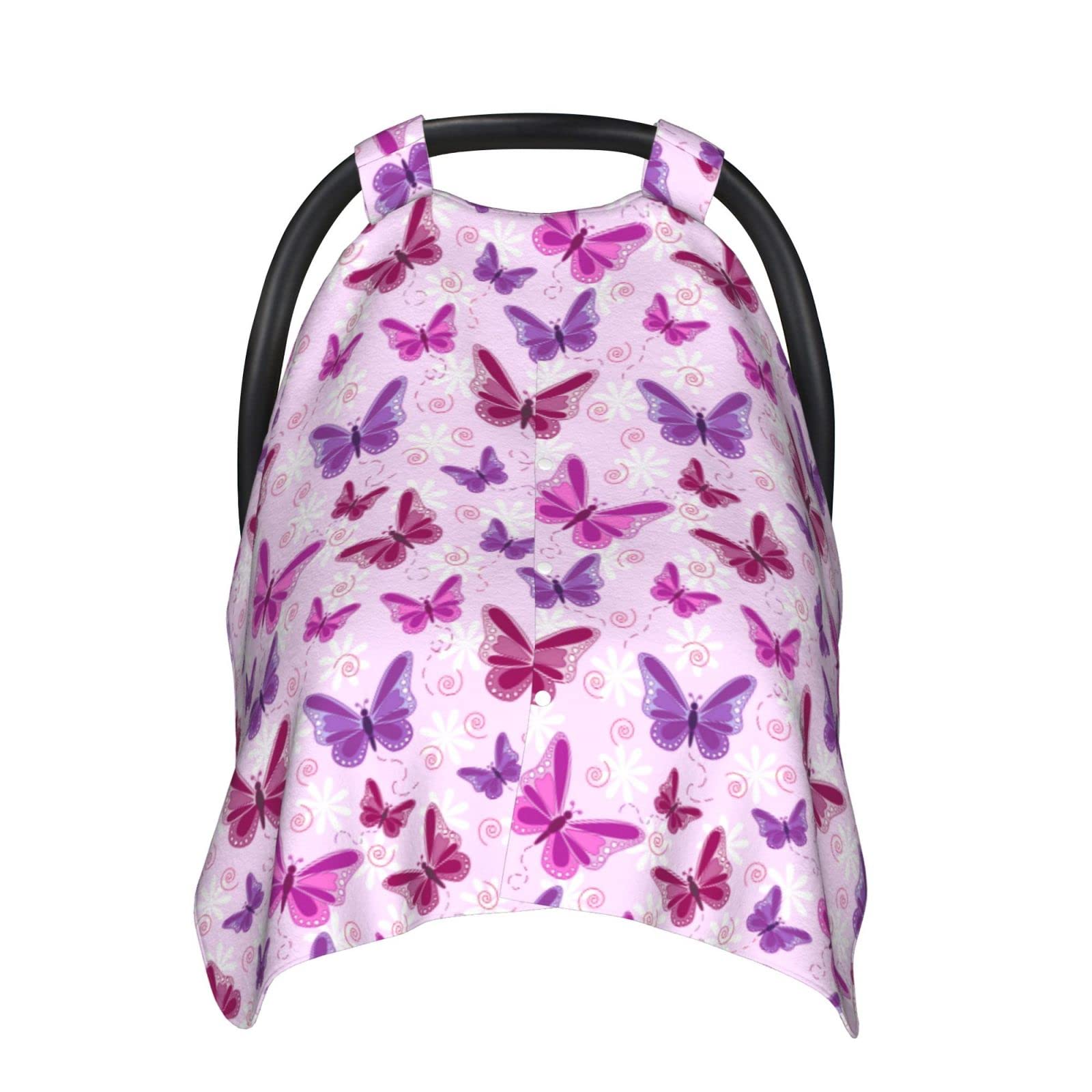 Butterfly Print Baby Car Seat Cover - Soft & Breathable for Winter & Summer Use | Nursing Cover for Mom | Universal Fit for Boys & Girls | Perfect for Travel, Shopping & Outdoor Activities