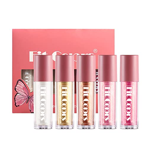 Glaze Lipstick Set - 5 Diamond Kit with Moisturizing Lip Gloss, Lustrous Pearly & Metallic Colors - Perfect for Parties, Date Nights & Gifting (Bath & Body Works Inspired)