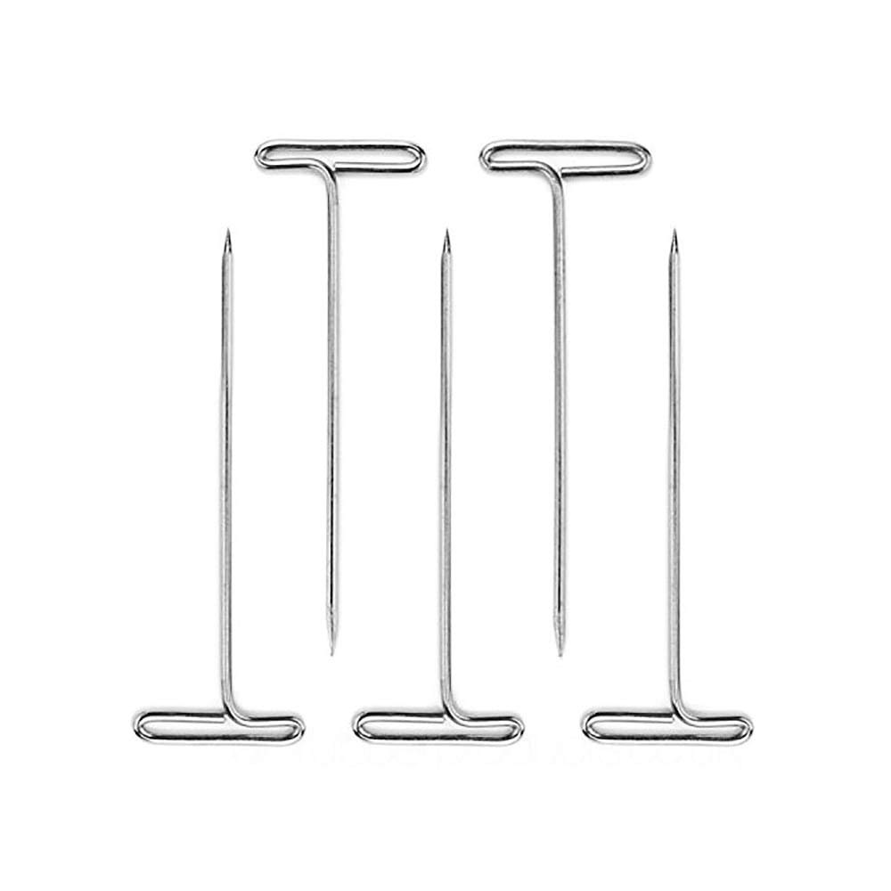 TOMYEUS 50-Pack Metal T-Pins for Knitting & Wet-Blocking - Wig & Craft Use