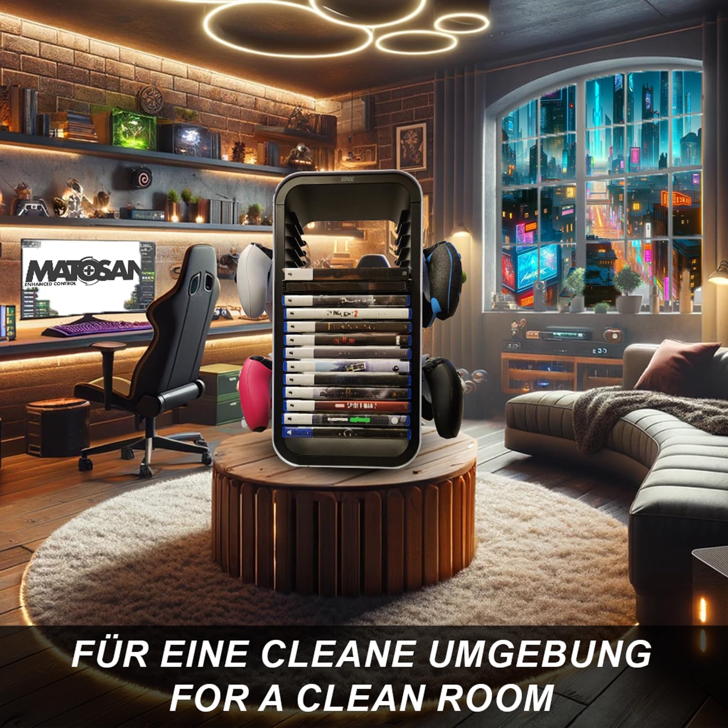 **MatoSan Disc Tower for PS5, PS4, Xbox & Nintendo Switch – 18 Game Storage Holder with Controller Stand – Space-Saving Console Accessories for Gaming Setup & Organized Playstation 5 Game Collection**