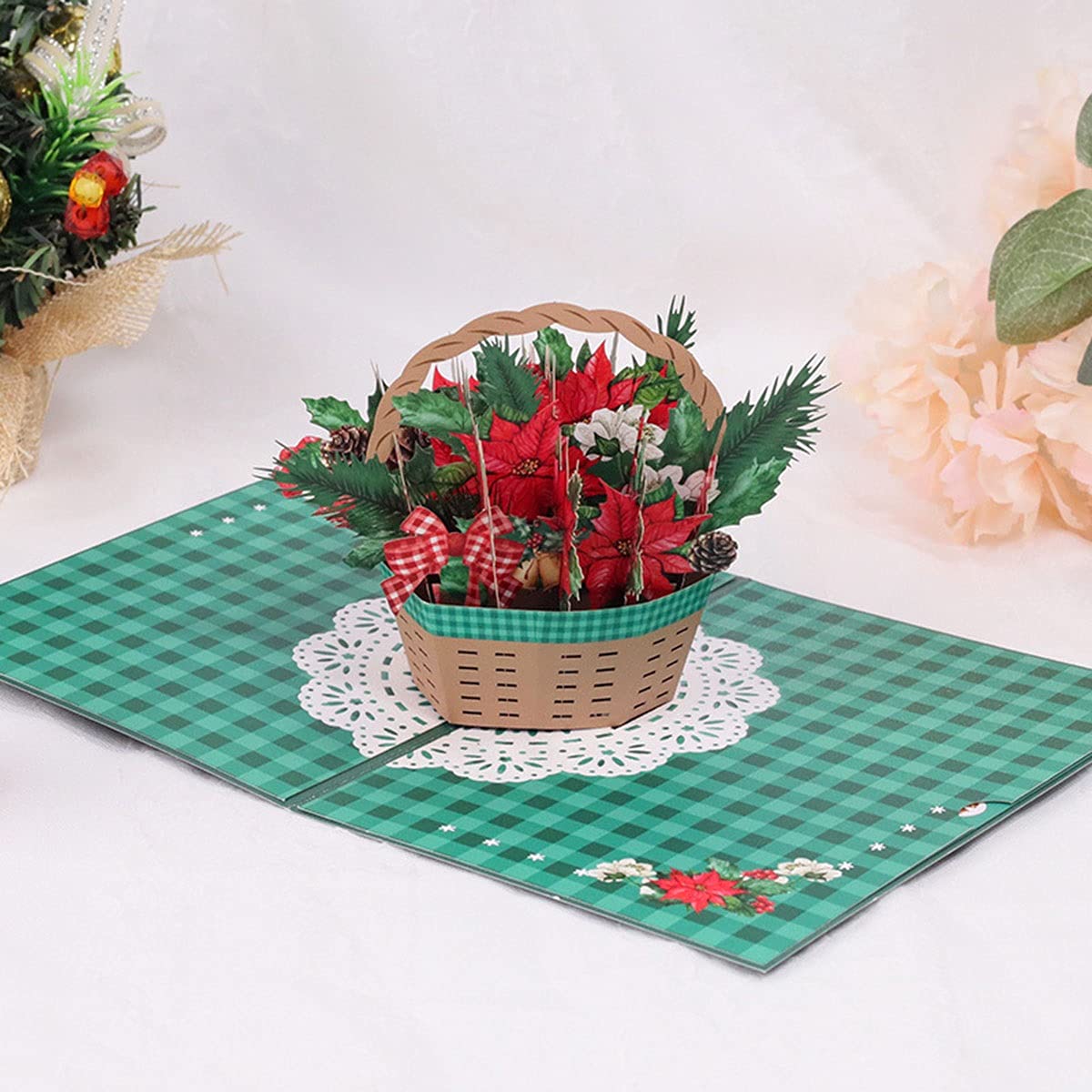 3D Pop-Up Christmas Greeting Cards Set of 5 - Festive Holiday Cards for Christmas, Thanksgiving & New Year Parties - Perfect for Family Gatherings, Office Celebrations & Seasonal Wishes