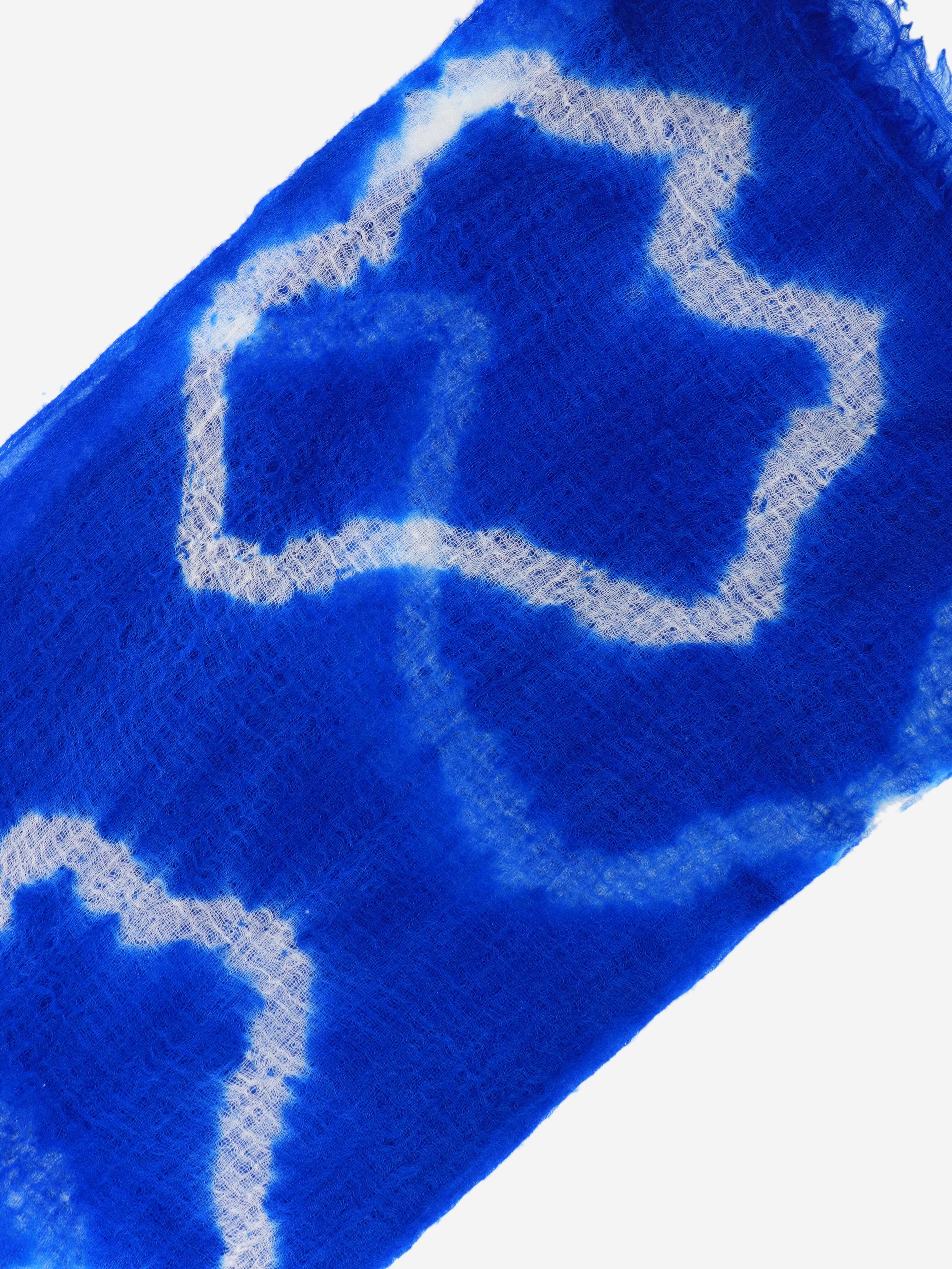 Handmade Blue and White Shibori Cashmere Scarf - Luxurious Soft Winter Wrap for Women - Perfect for Gifts, Travel & Cold Weather Fashion