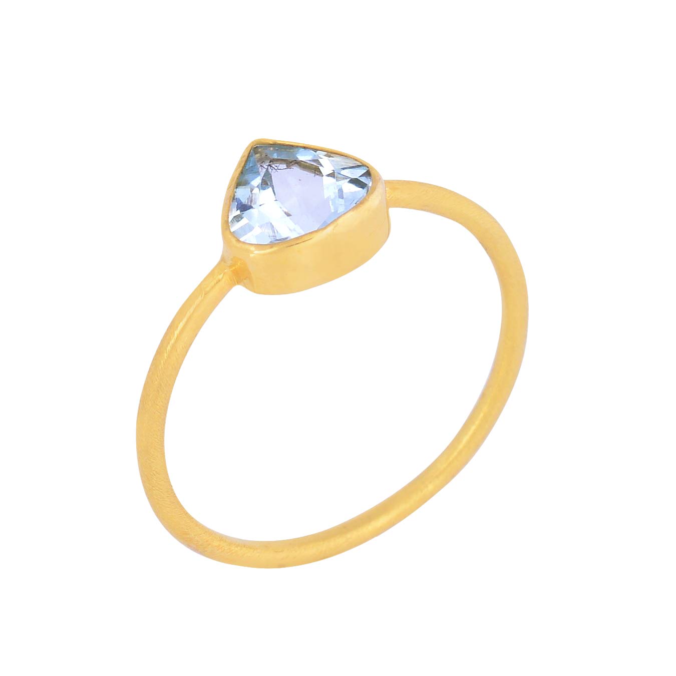 18K Yellow Gold Triangle Aquamarine Ring - 0.96 Carat Genuine Gemstone Women's Jewelry for Engagement, Anniversary & Gift Giving | Perfect for Weddings, Proposals & Special Occasions