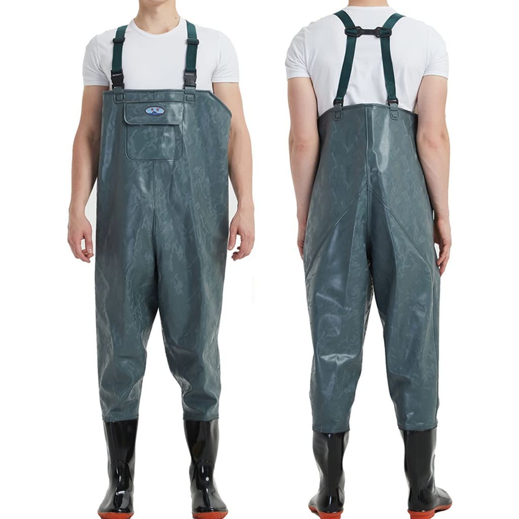 PVC Waterproof Chest Waders for Men & Women - Lightweight Bootfoot Fishing & Hunting Bibs with Boots - Ideal for Fly Fishing, Duck Hunting & Outdoor Water Activities