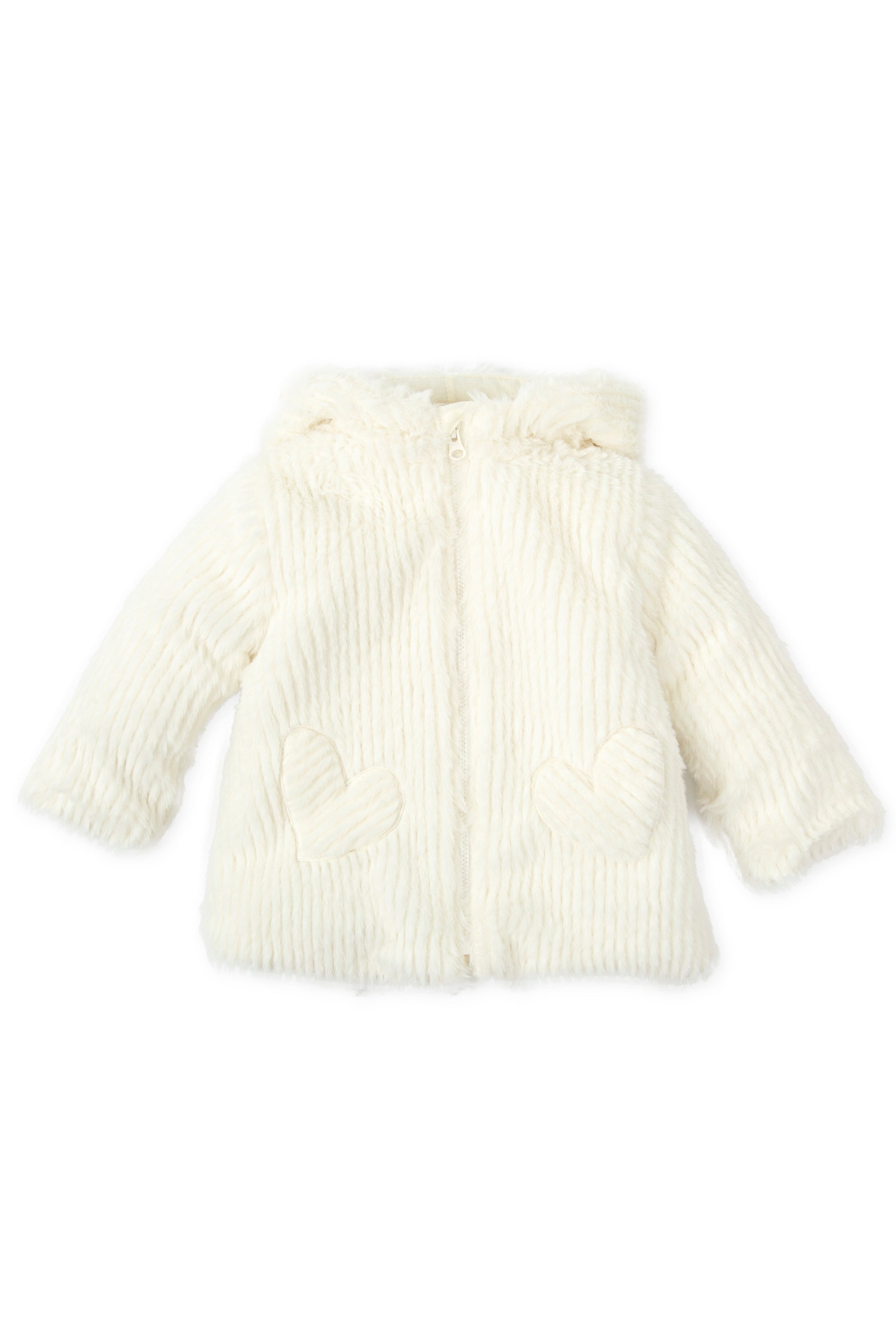 Ivory Faux Fur Jacket Women's Winter Coat - Soft Vegan Fur Outerwear for Cold Weather, Fashionable Long Sleeve Jacket for Parties, Dating & Night Out