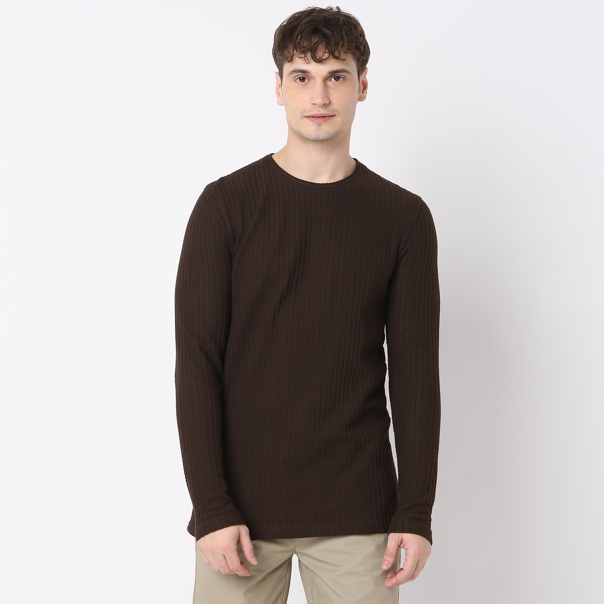 Premium Structured Crew Neck T-Shirt for Men - Comfortable Full Sleeve Cruiser Tee - Perfect for Casual Wear, Street Style & Everyday Outfits