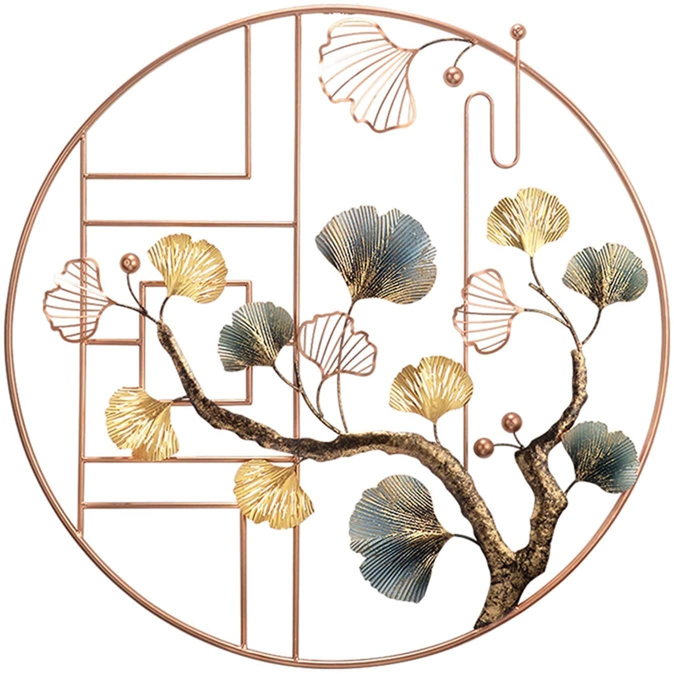 Large Metal Wall Art Decor - Handcrafted Wrought Iron Ginkgo Tree Wall Hanging Sculpture for Living Room, Bedroom & Office | Rustic Home Decoration & Unique Gift Idea
