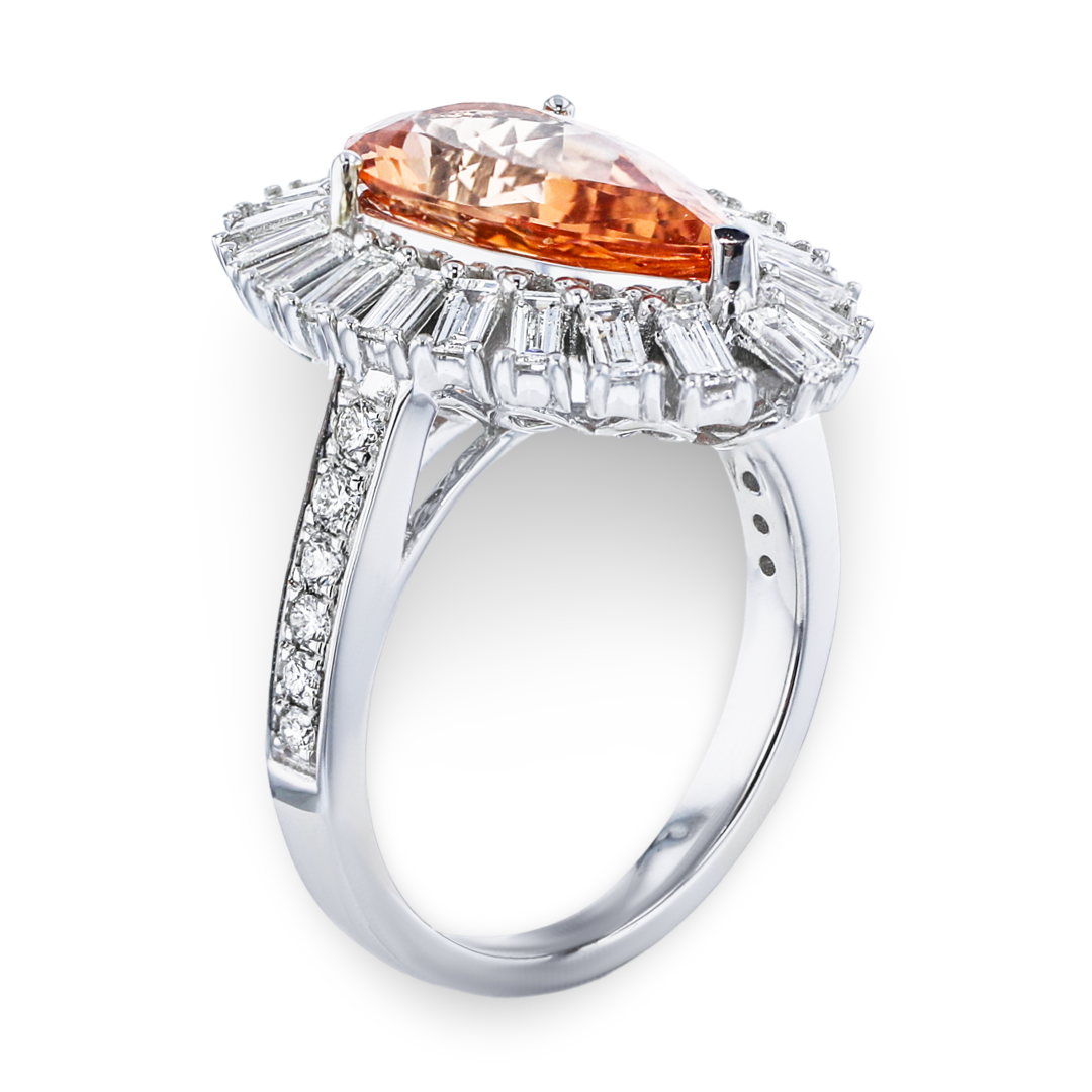 18KT White Gold 3.75CT Imperial Topaz & 1.17CTW Diamond Ring for Women - Luxury Engagement, Anniversary & Special Occasion Jewelry Gift