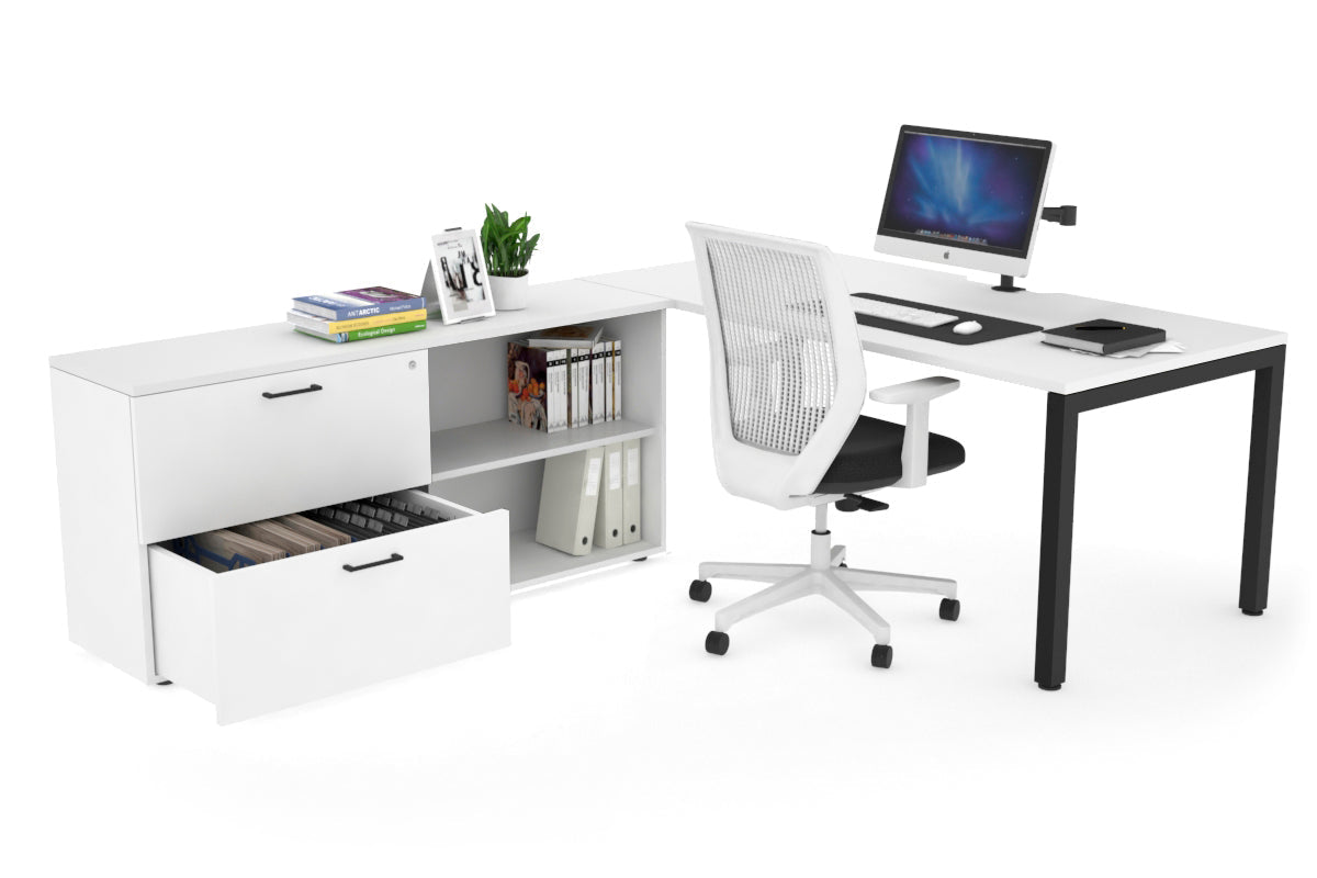 Quadro Square Executive Standing Desk Black Frame [1800L x 800W with Cable Management] - Perfect for Home Office & Modern Workspace Setup