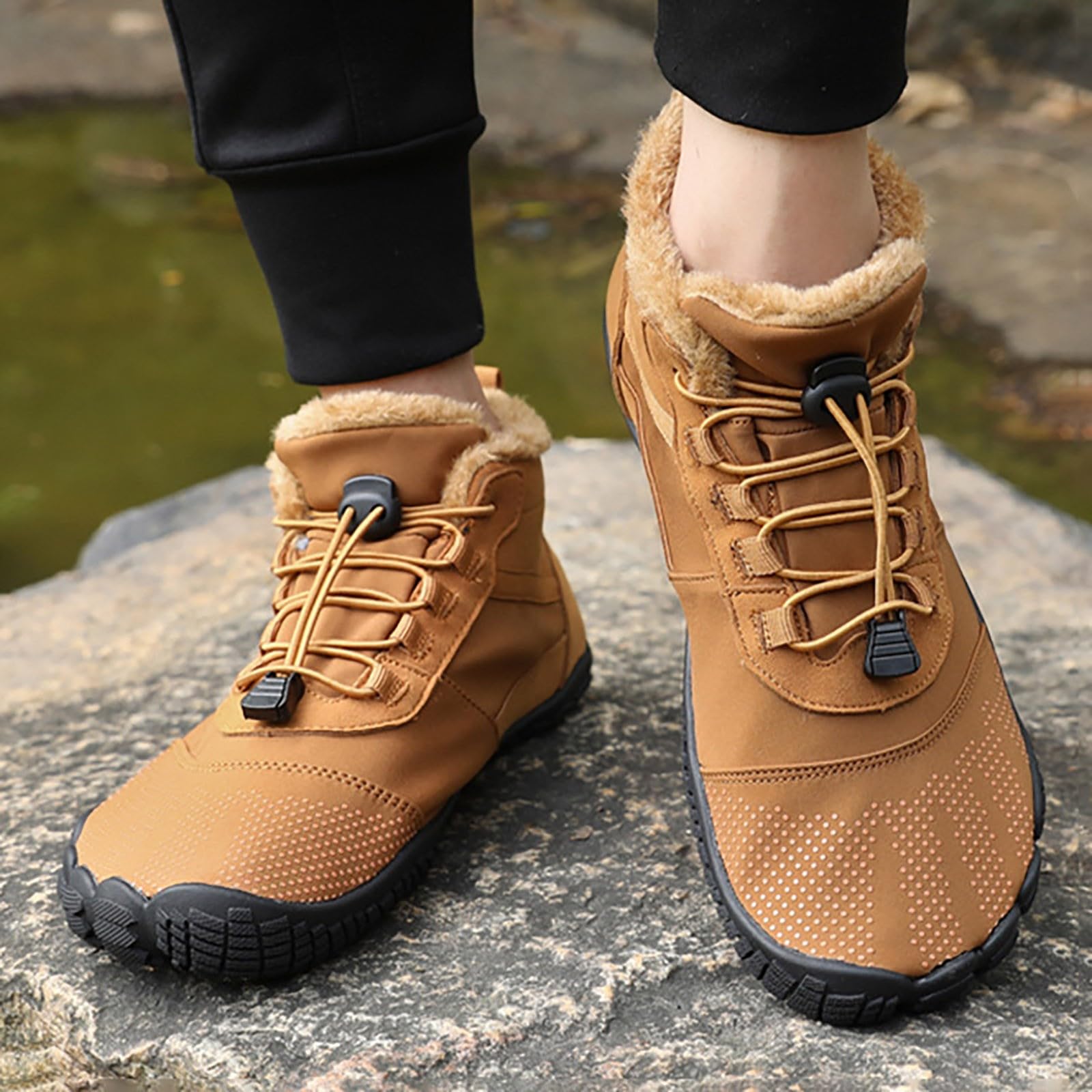 **Men's Winter Barefoot Boots - Warm Lined Snow Boots for Trekking & Hiking | Non-Slip Comfortable Ankle Boots | Perfect for Outdoor Adventures & Cold Weather**