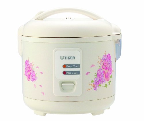 Tiger JAZ-A18U-FH 10-Cup Rice Cooker with Steam Basket & Warmer - Floral White - Perfect for Family Meals, Meal Prep & Healthy Cooking
