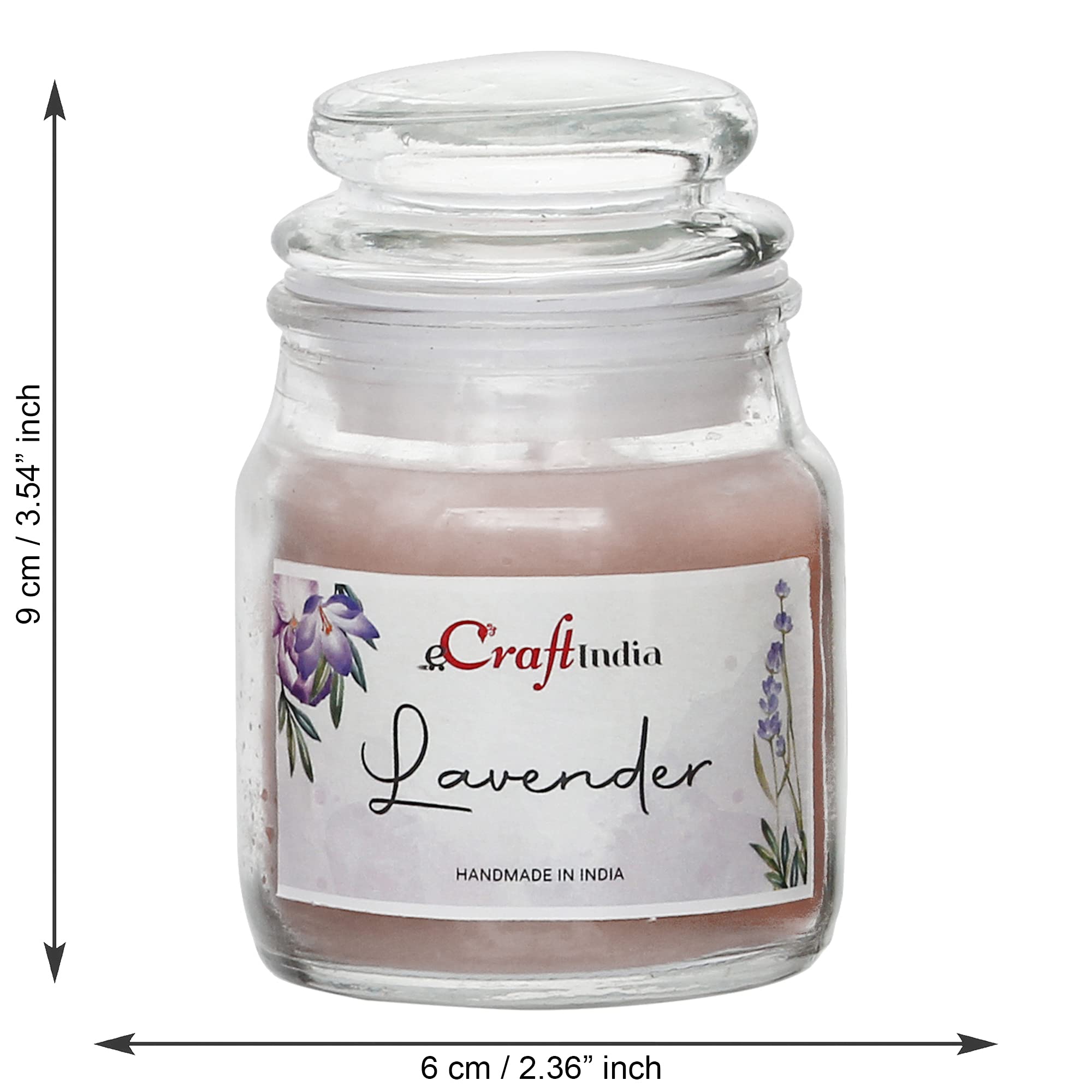 eCraftIndia Set of 2 Lavender Rose Scented Jar Candles for Home Decor, Bedroom, Bathroom | Aromatherapy Gifts for Diwali, Christmas, Birthday | Handmade Soy Wax Candles with Essential Oils | Perfect for Relaxation, Meditation & Creating Cozy Atmosphere
