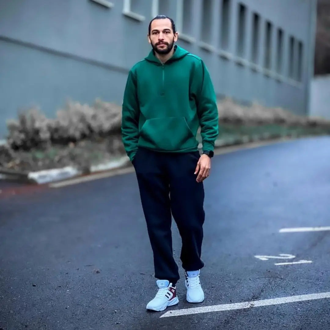 Men's Oversized Quarter Zip Hoodie Sweatshirt - Comfortable Pullover for Casual Wear, Gym & Outdoor Activities