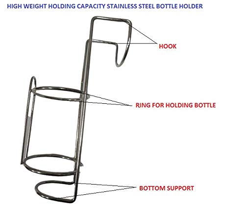 P.M.P.S.® Stainless Steel Bedside Sanitizer Bottle Holder with Hook - Perfect for Hospital Beds, Patient Beds, Kitchen, Food Trolley - Ideal for Easy Hand Sanitizer Access in Healthcare, Home & Commercial Use