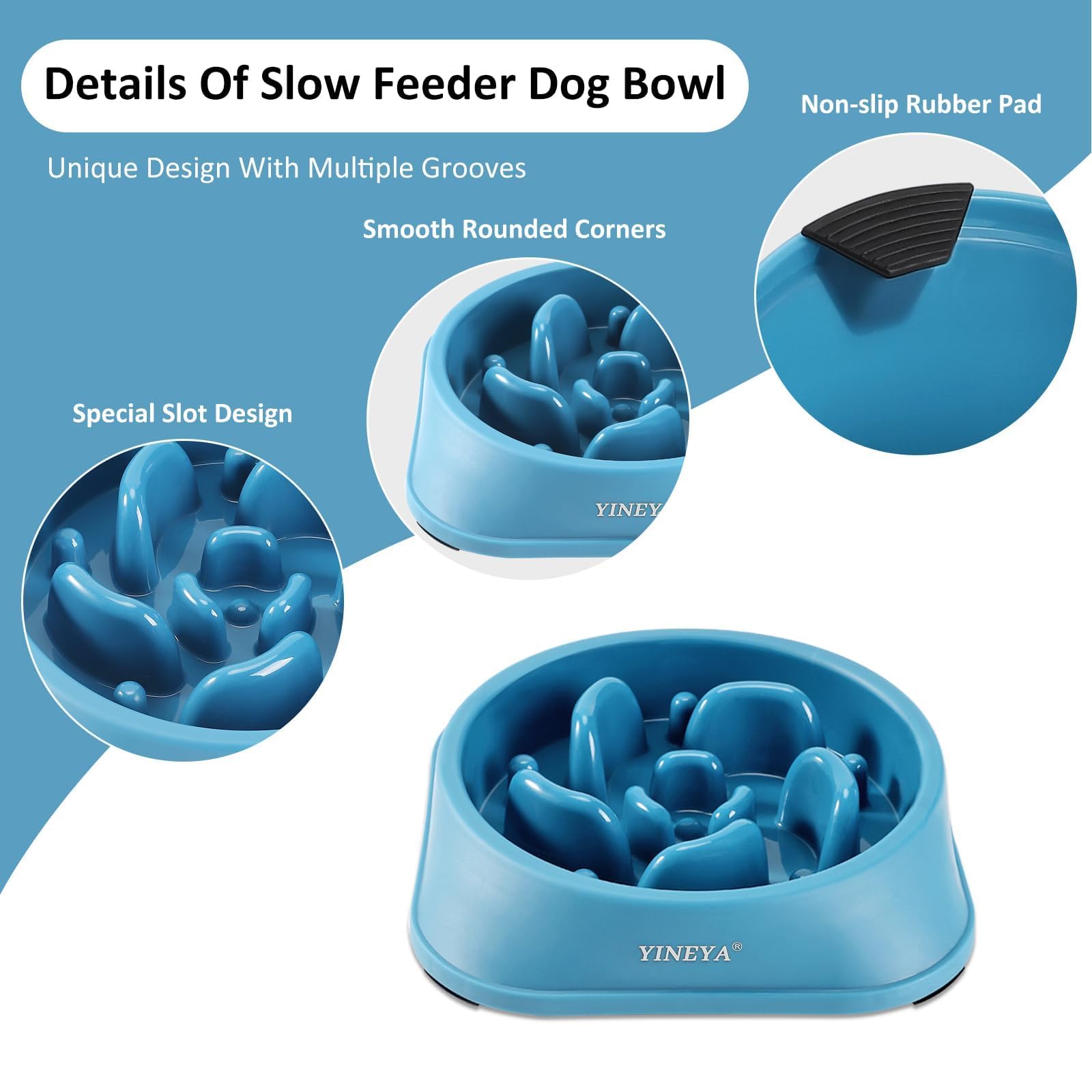 YINEYA Slow Feeder Dog Bowl - Non-Slip Maze Puzzle Feeder for Medium Dogs - Helps Prevent Bloat & Improve Digestion - Perfect for Fast Eaters & Mealtime Enrichment - Great for Labs, Goldens & Other Medium Breeds