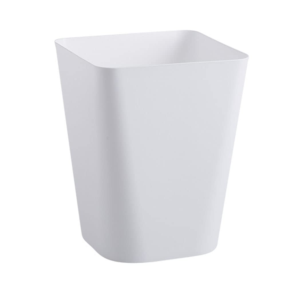 GOPG Large Plastic Trash Can - 10 Gallon Capacity Waste Basket Without Lid, Waterproof & Durable Garbage Bin for Kitchen, Living Room, Bathroom, Office - 22.5x22.5x29cm (9x9x11 Inches) White - Perfect for Home, Office & Commercial Spaces