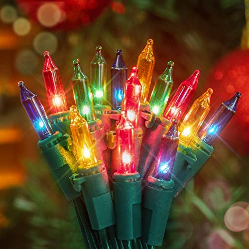 Hopolon Mini Christmas Lights - 2 Pack 23ft 100 LED String Lights with 120V UL Plug | Extendable Xmas Tree Lights for Indoor & Outdoor Decor | Perfect for Christmas Trees, Patio, Home Parties, Holidays & Garden Decorations (Multicolor)