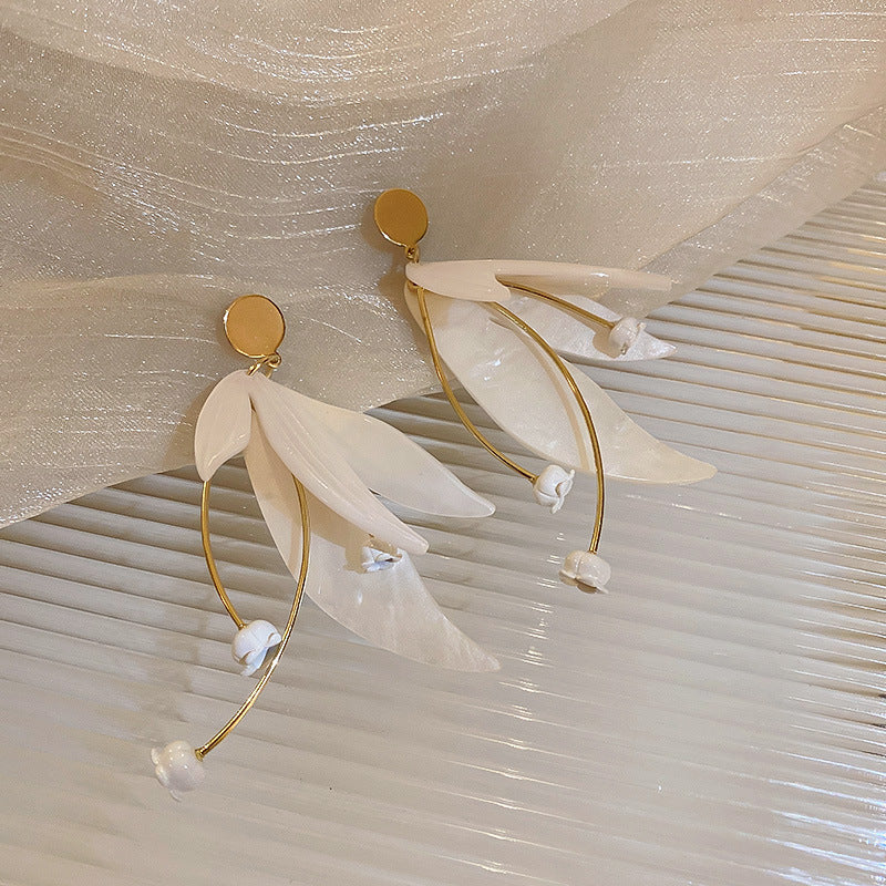 Elegant Flower Petal Drop Earrings for Women | Sterling Silver Dangle Earrings | HE6934 | Perfect for Weddings, Parties & Special Occasions