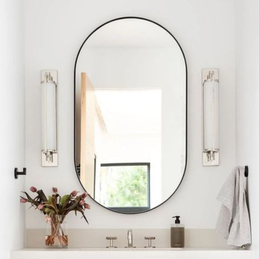 Vera Oval Vanity Mirror with Metal Frame - 24