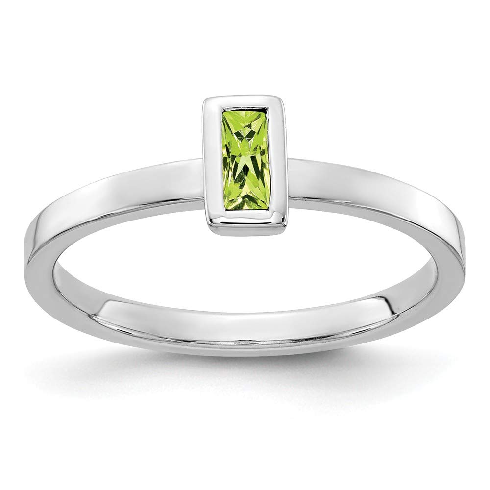 14K White Gold Peridot Ring for Women - Dainty Green Gemstone Jewelry - Perfect for Engagement, Anniversary & Everyday Wear