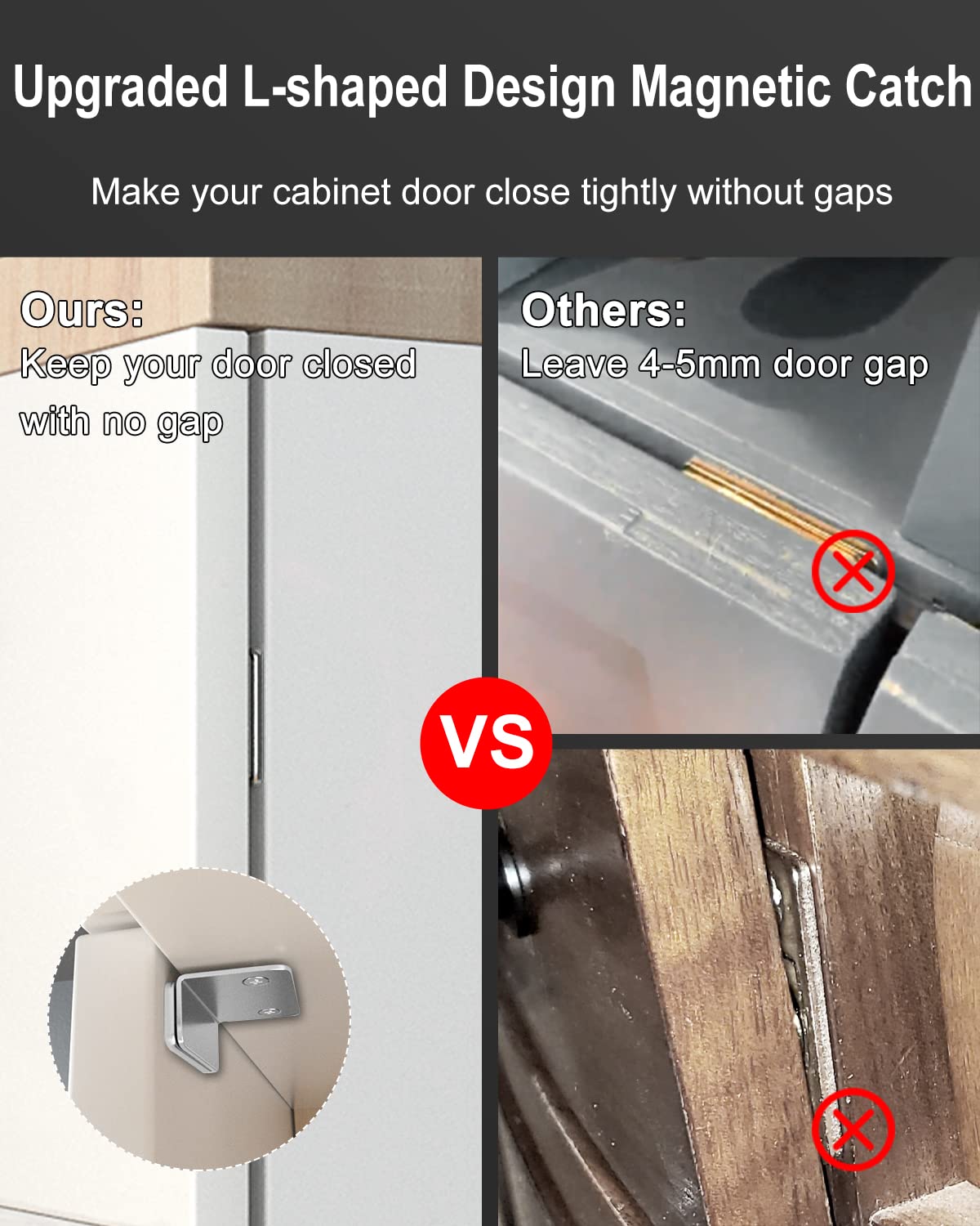 Ultra Thin L-Shaped Magnetic Cabinet Catch 2 Pack - Strong Adhesive Drawer & Door Magnets for Kitchen, Closet & Cabinet Closure | Secure & Silent Closing Solution for Home Organization