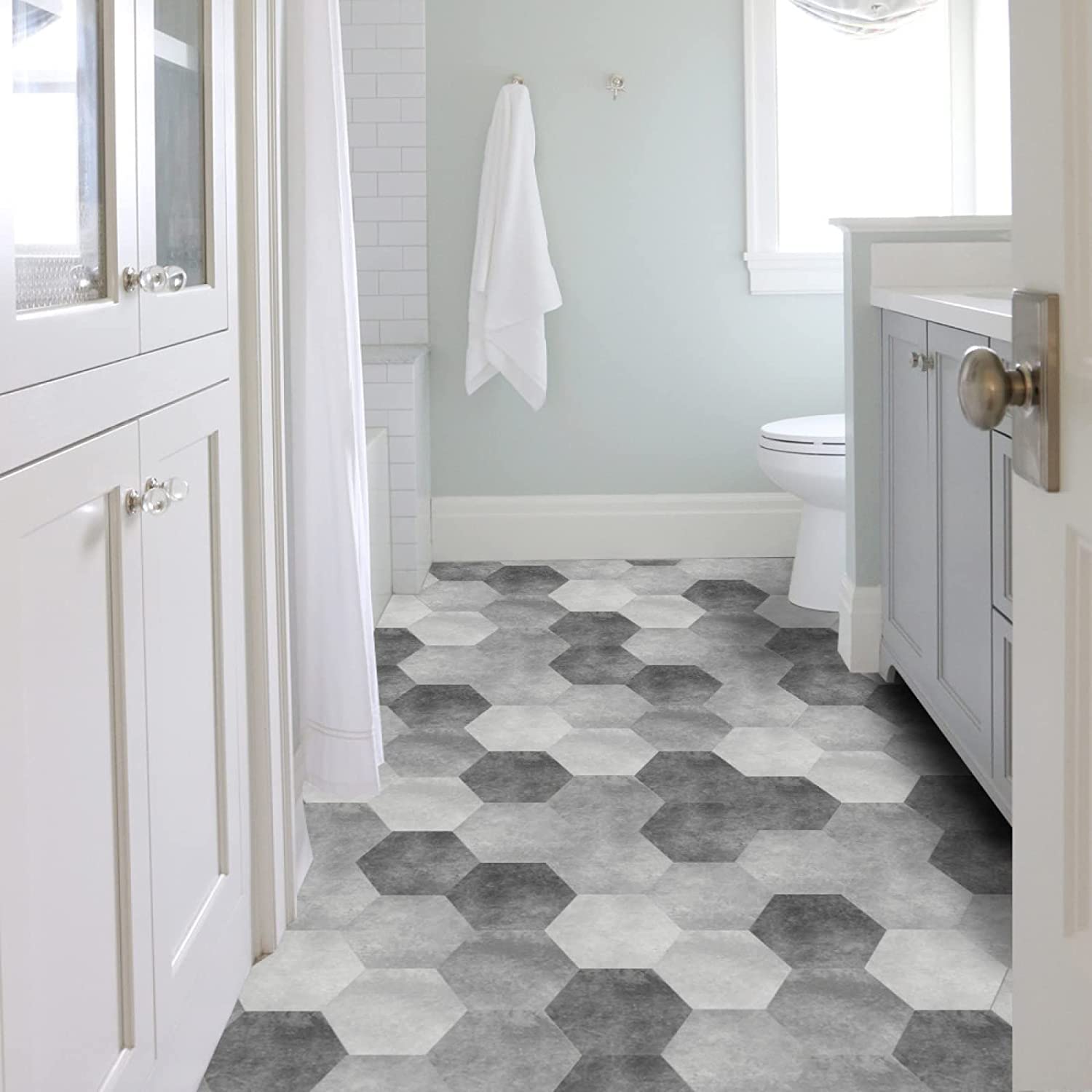 20cm x 23cm Grey Terrazzo Tile Stickers - Pack of 20 Peel & Stick Wall Tiles for Kitchen Backsplash, Bathroom & Home Decor - Waterproof & Easy to Apply
